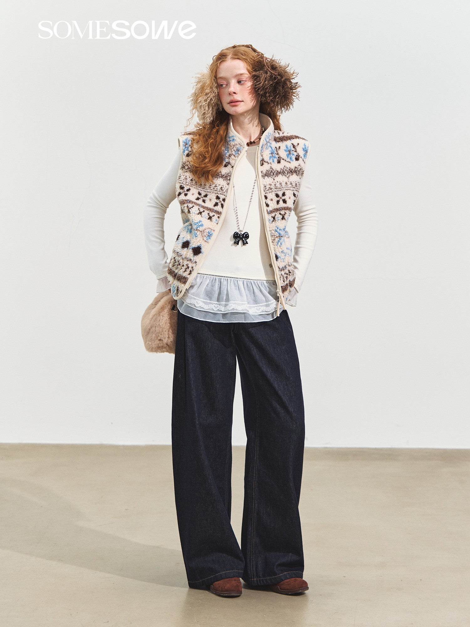 SOMESOWE S2508241 Original color denim pleated pants