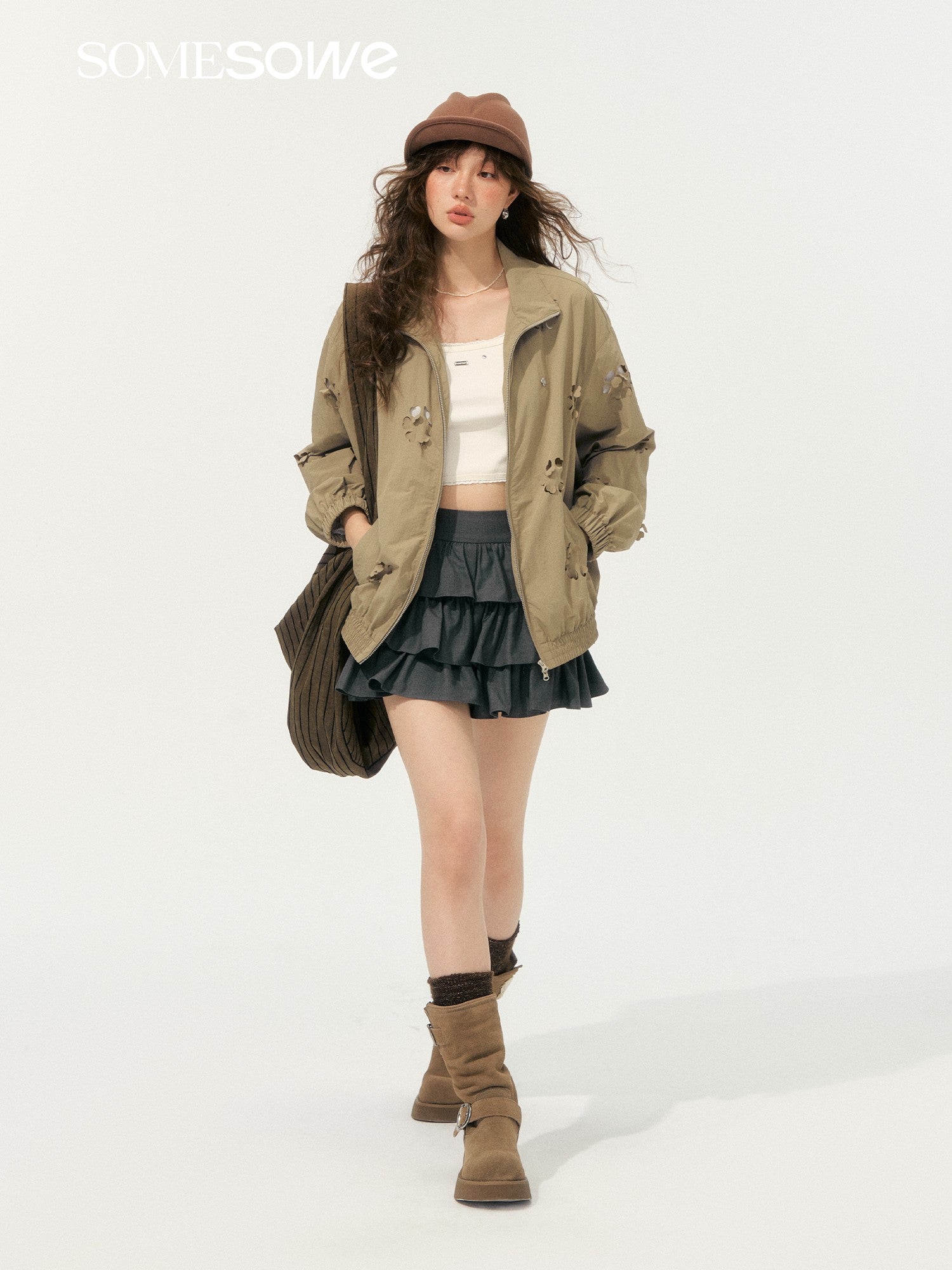 SOMESOWE S2508193 Heavy industry hollow flower jacket