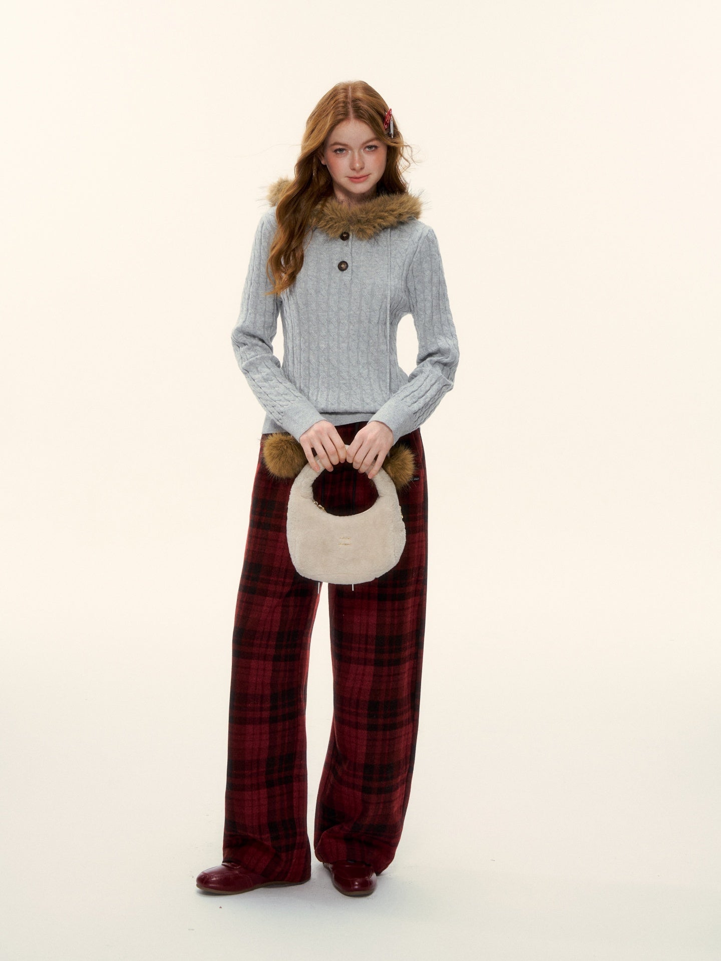 AsGony ASG25624 Woolen Twisted Woolen Collar Pullover Knitted Sweater