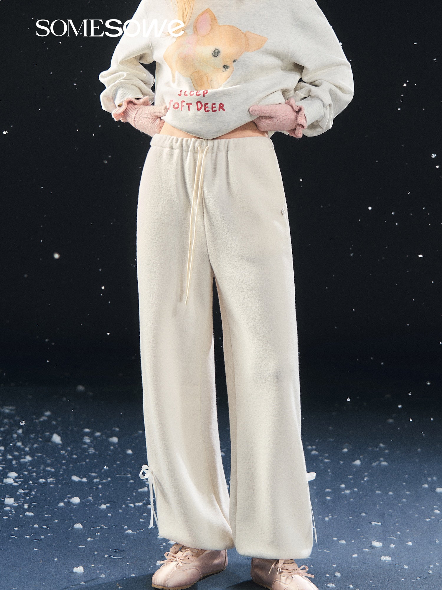 SOMESOWE S2508321 Velvet tied toe lantern casual pants