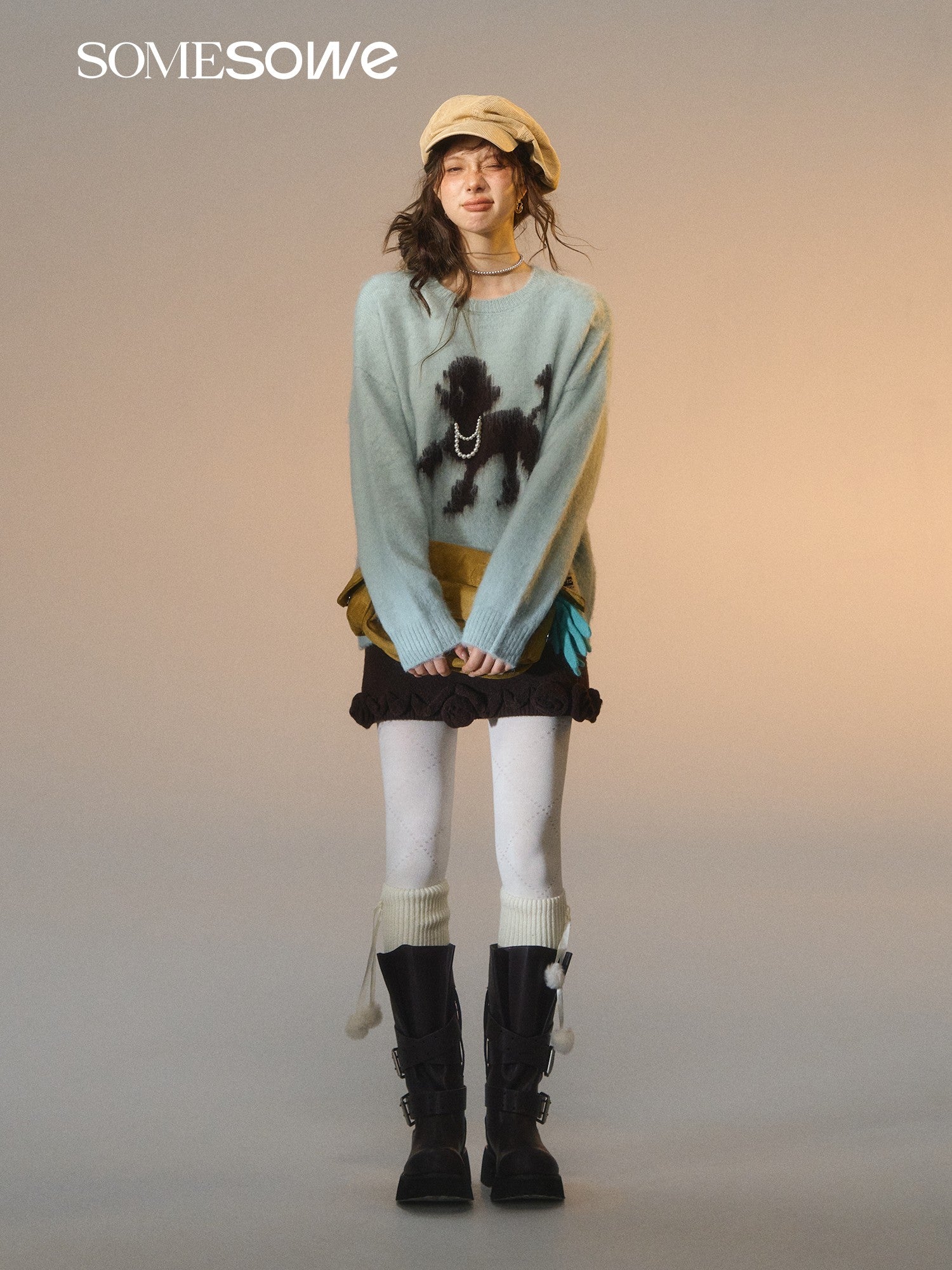 SOMESOWE S2508278 Puppy design round-neck sweater