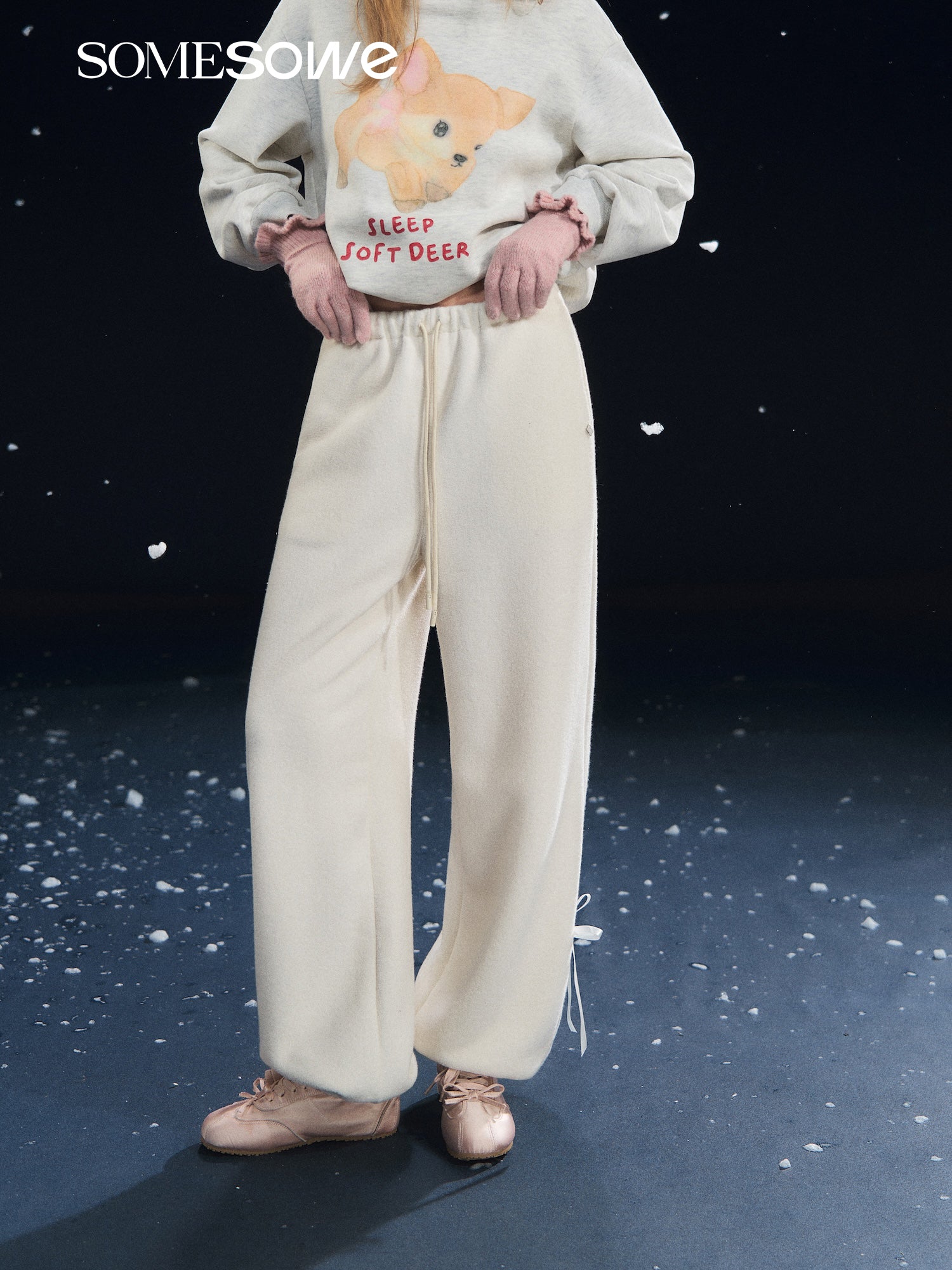 SOMESOWE S2508321 Velvet tied toe lantern casual pants