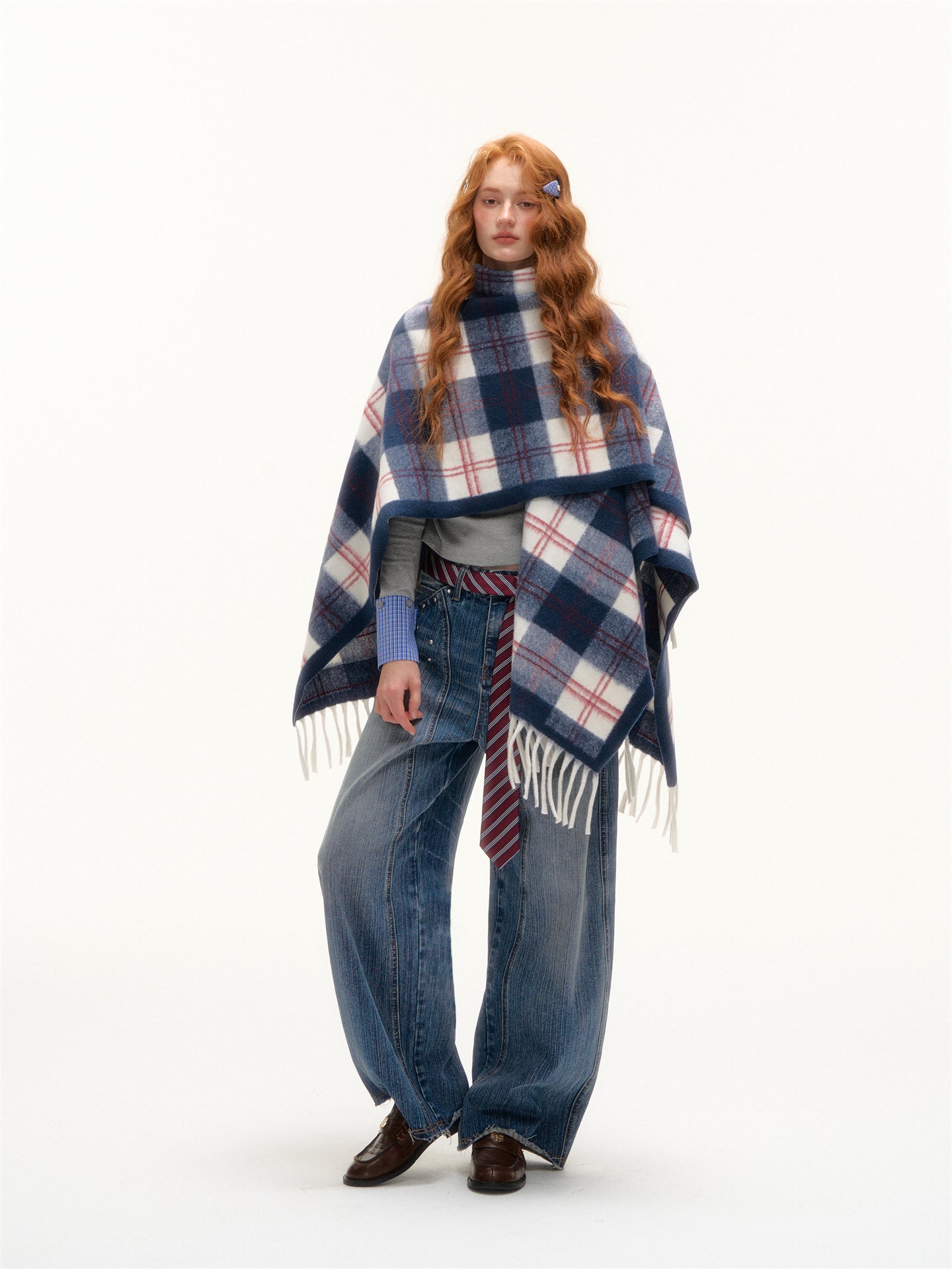 AsGony ASG24650 Checkered tassel casual shawl