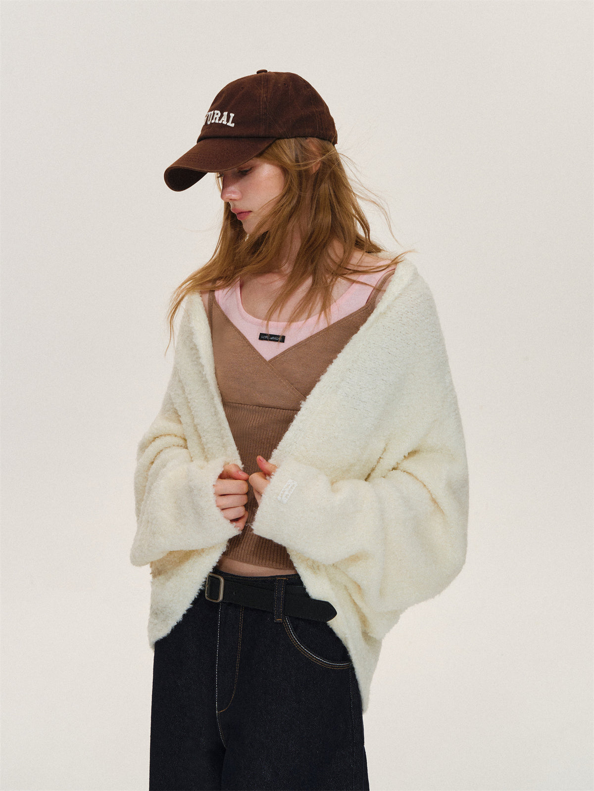 Asgony ASG26568 Soft Loop-Yarn Batwing Cardigan