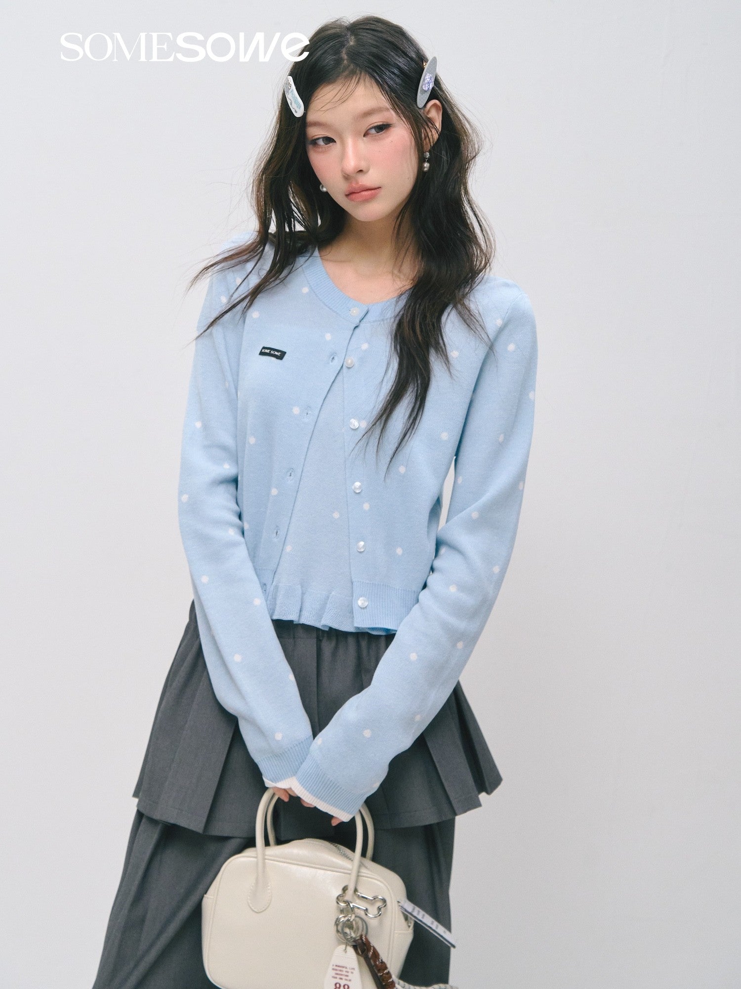 SOMESOWE S2509028 Ruffle strapless cardigan set