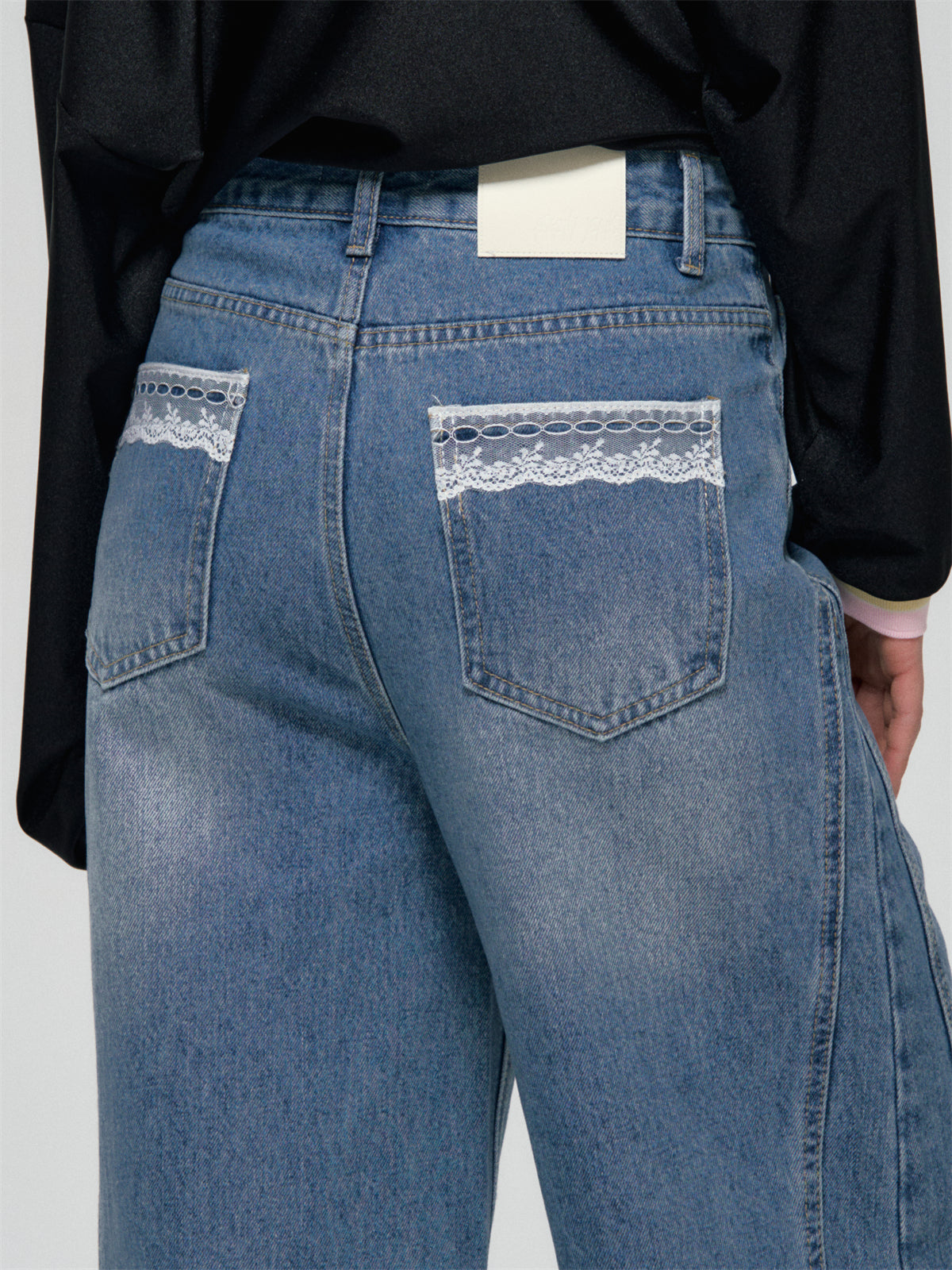 AsGony ASG25086 Lace straight leg jeans