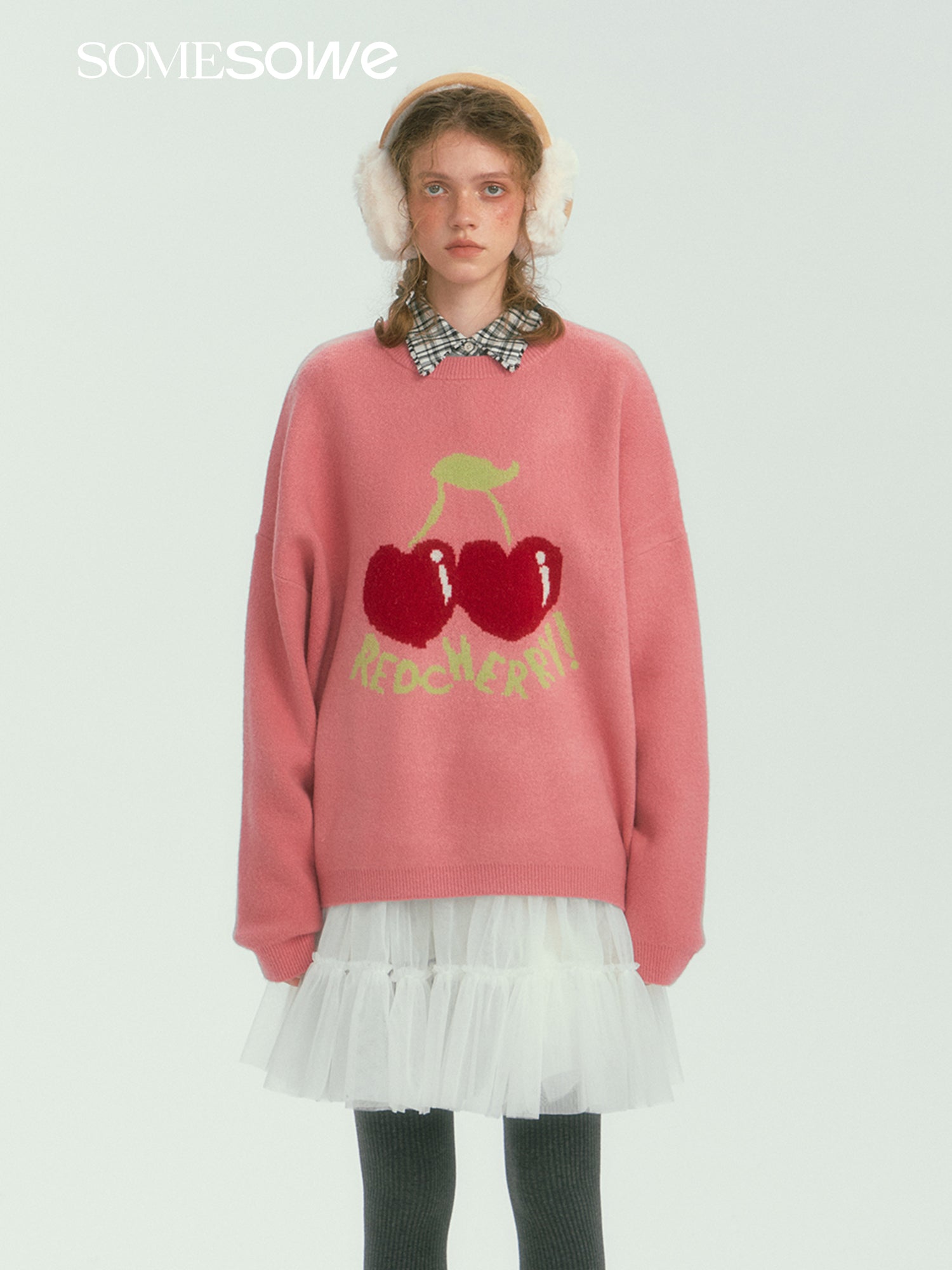 SOMESOWE S2407266 Fruit jacquard silhouette sweater