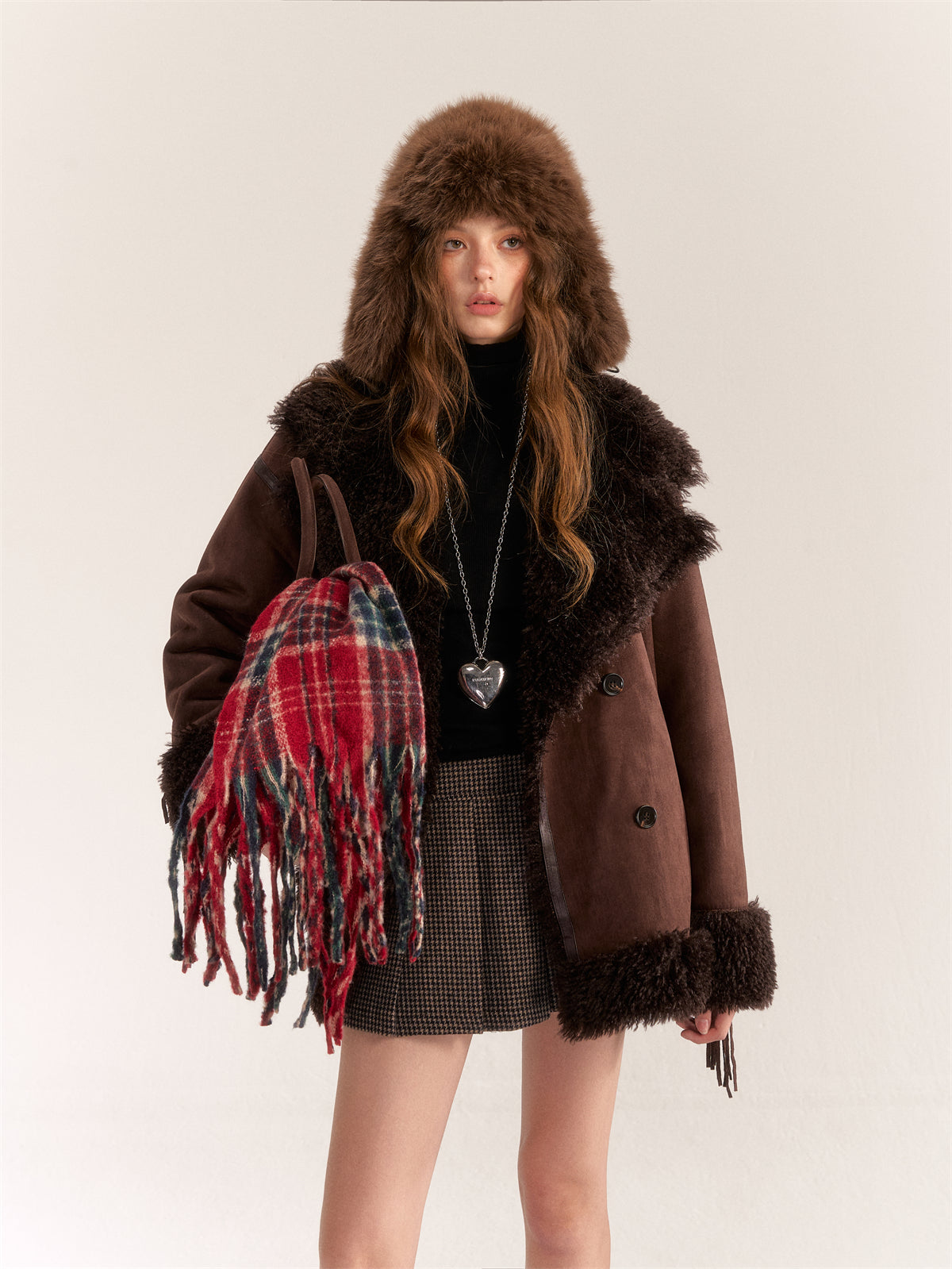 AsGony ASG24530 Suede & Fur Coat(2color)