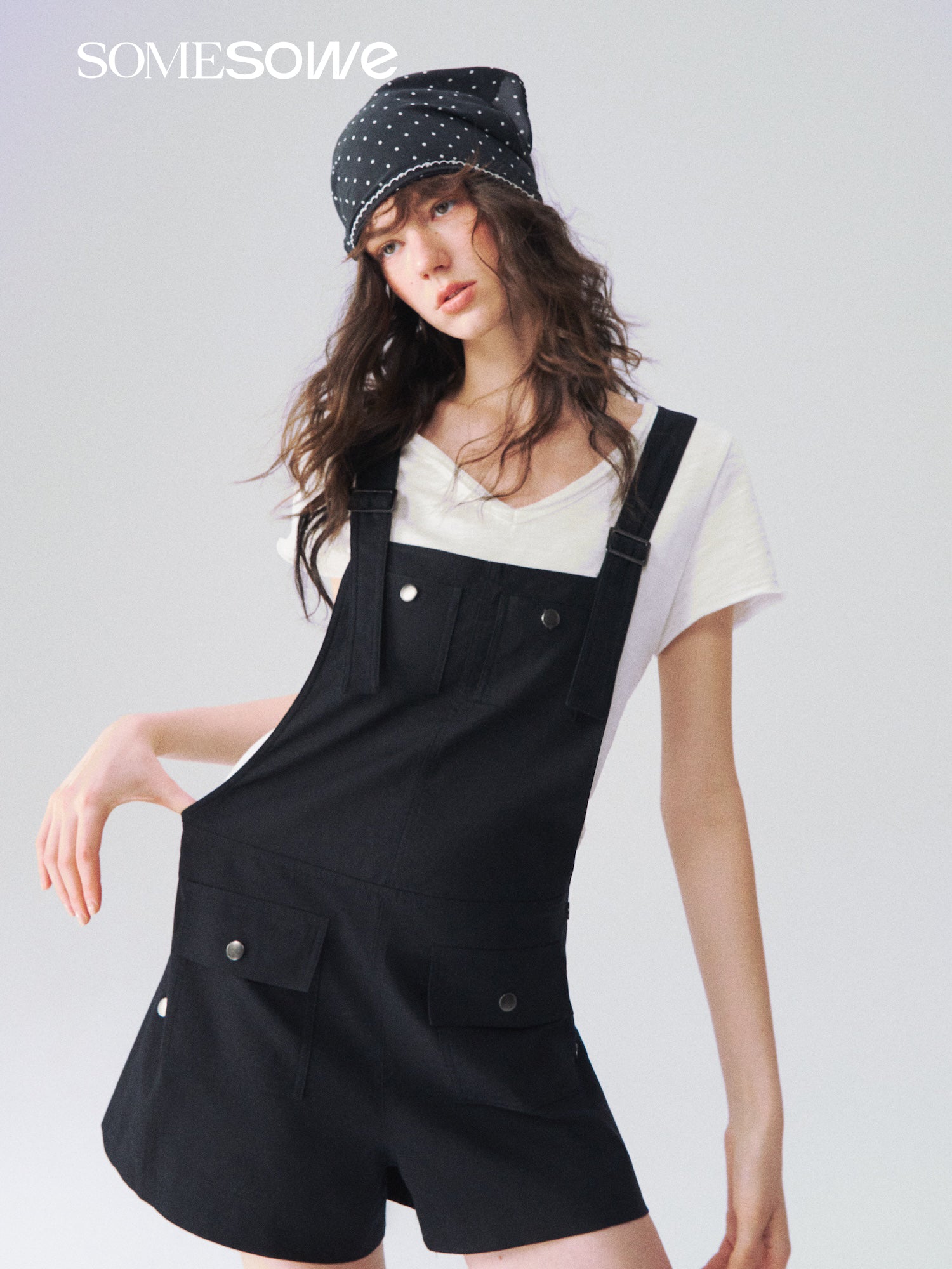 SOMESOWE S2609089 Linen workwear overall shorts