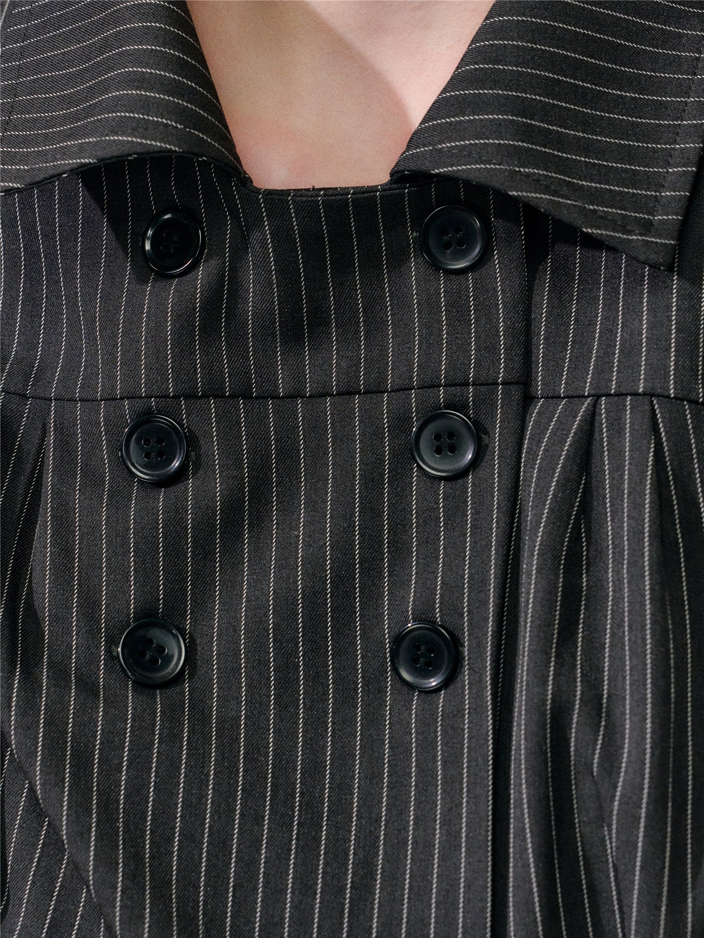 16DEWS 16D26092 Striped waist cinched shirt dress
