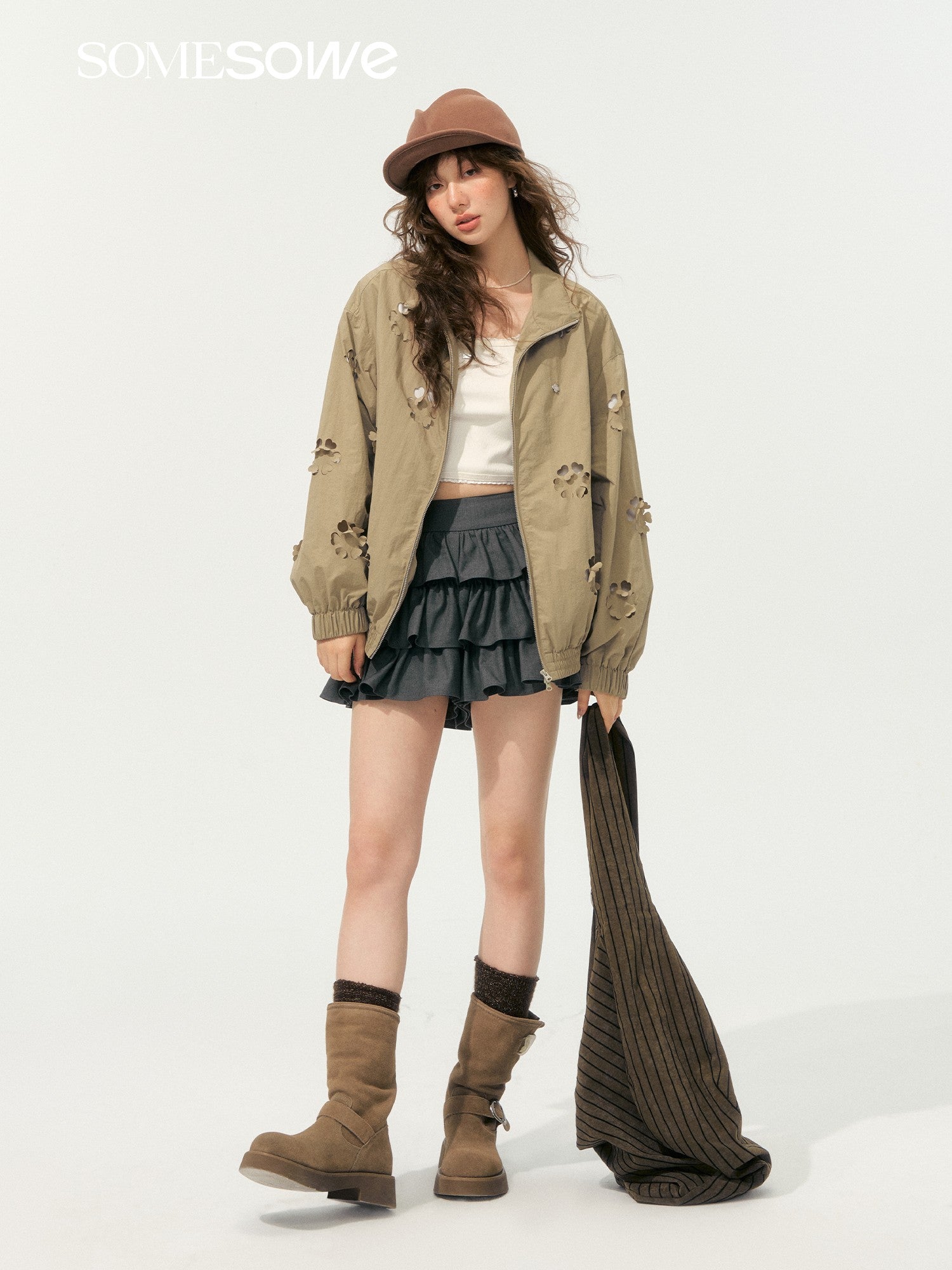 SOMESOWE S2508193 Heavy industry hollow flower jacket