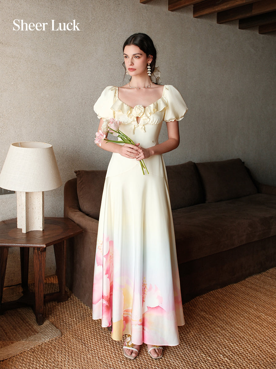 SHEERLUCK SLLYQ26308 Blended French style square neck dress