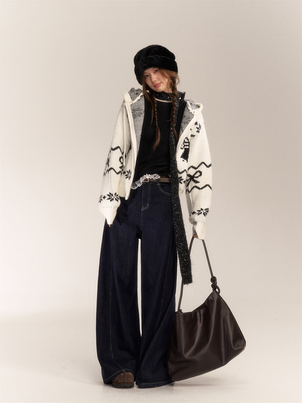 AsGony ASG24619 High-waisted wide-leg jeans