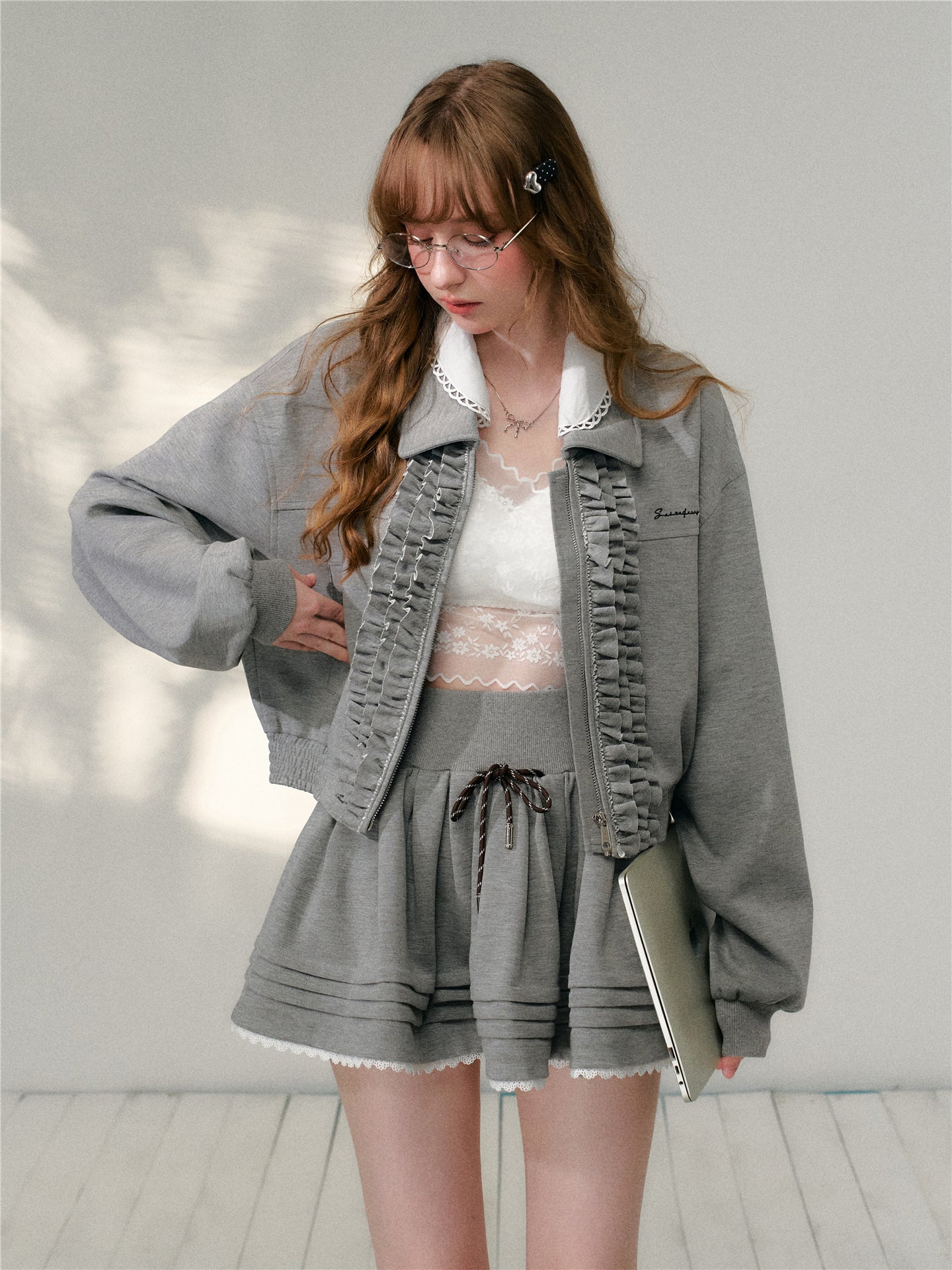 16DEWS 16D26102&16D26103 Air layer short jacket jacket + skirt