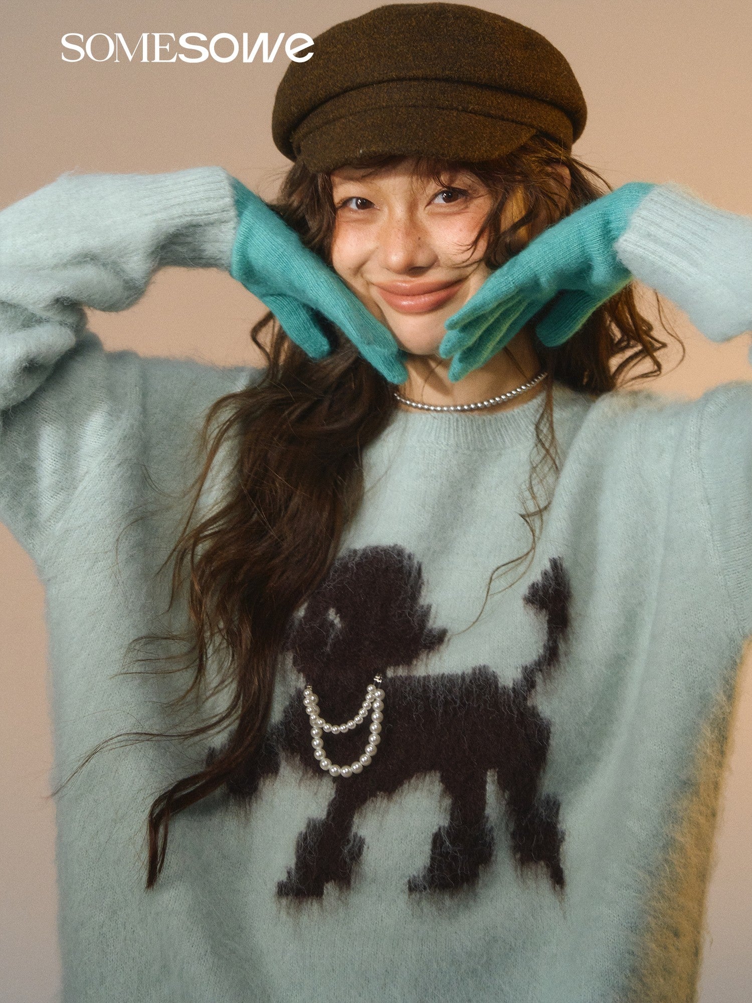 SOMESOWE S2508278 Puppy design round-neck sweater