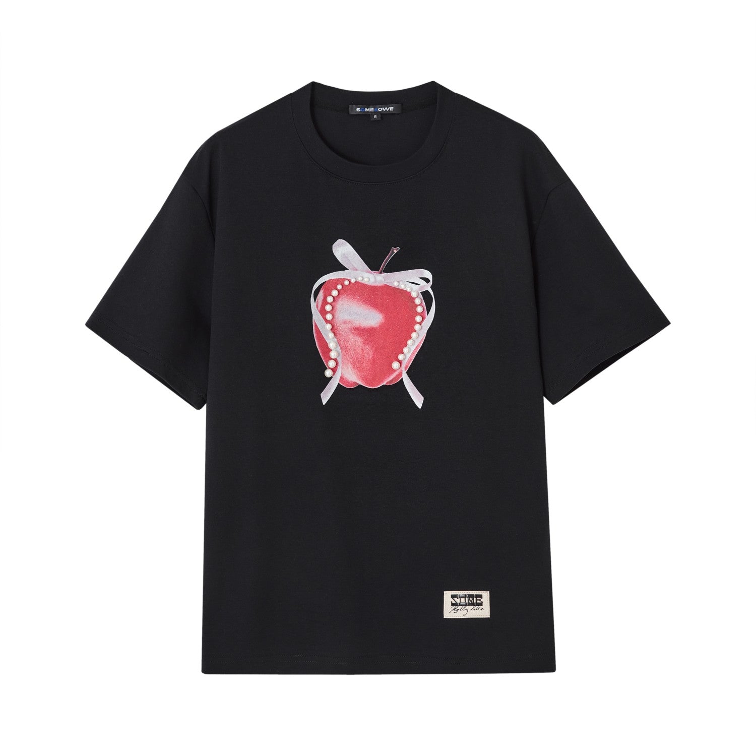 SOMESOWE S2508149 Apple print silhouette short sleeved T-shirt (2color)