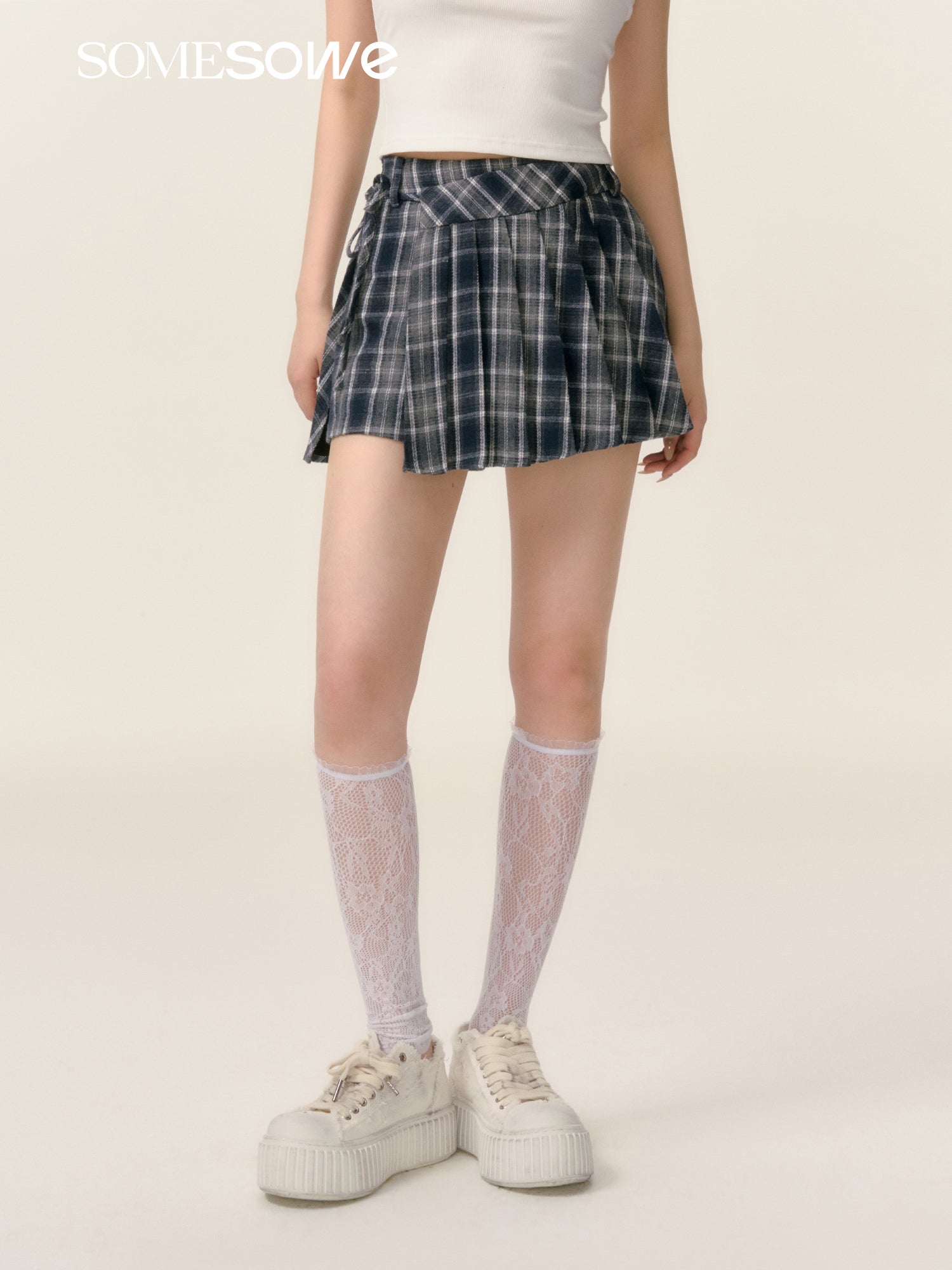 SOMESOWE S2508025&S2508026 Plaid hooded shirt + shorts set(seperate)