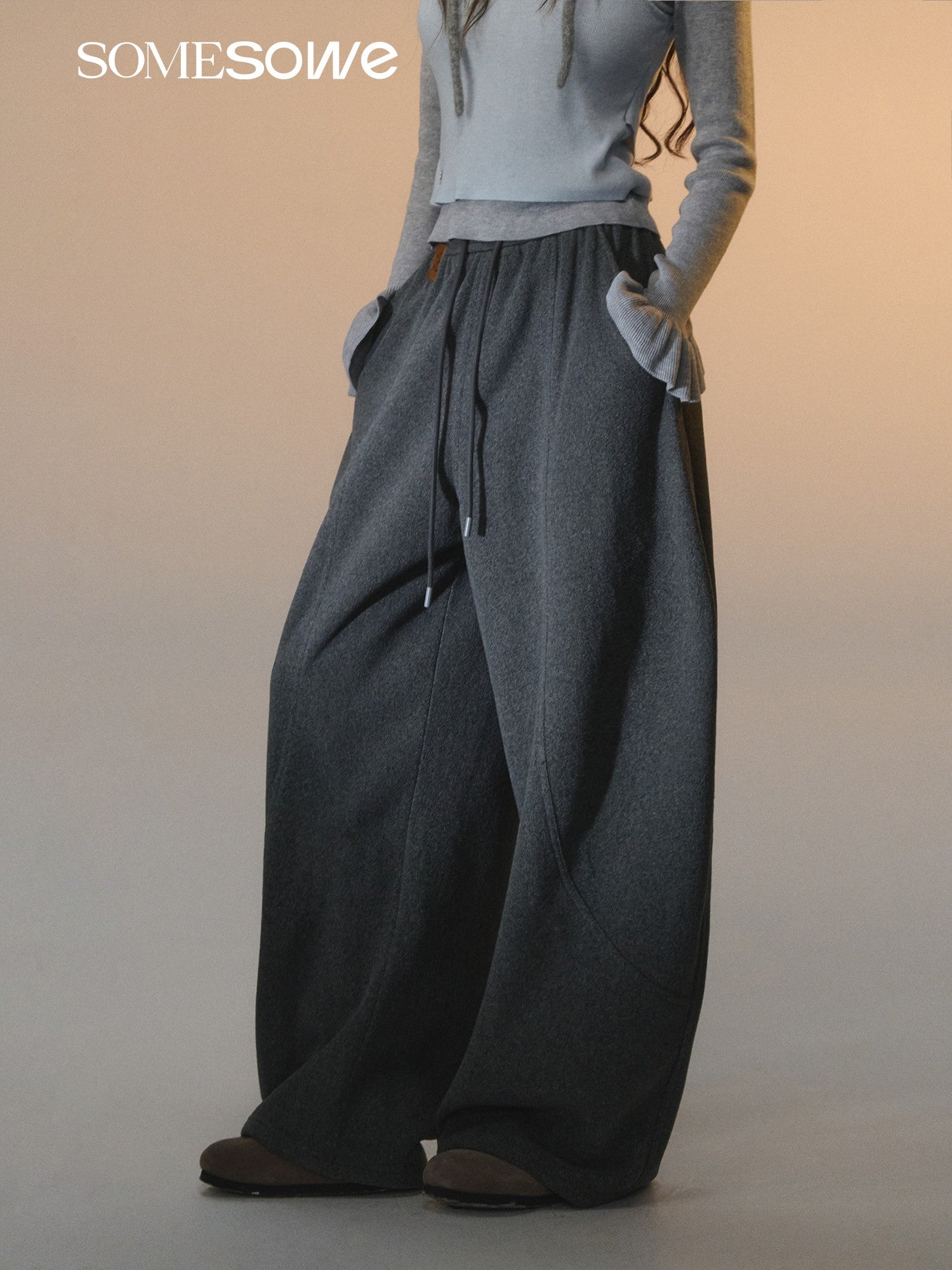 SOMESOWE S2508264 Polar fleece curved knife casual pants