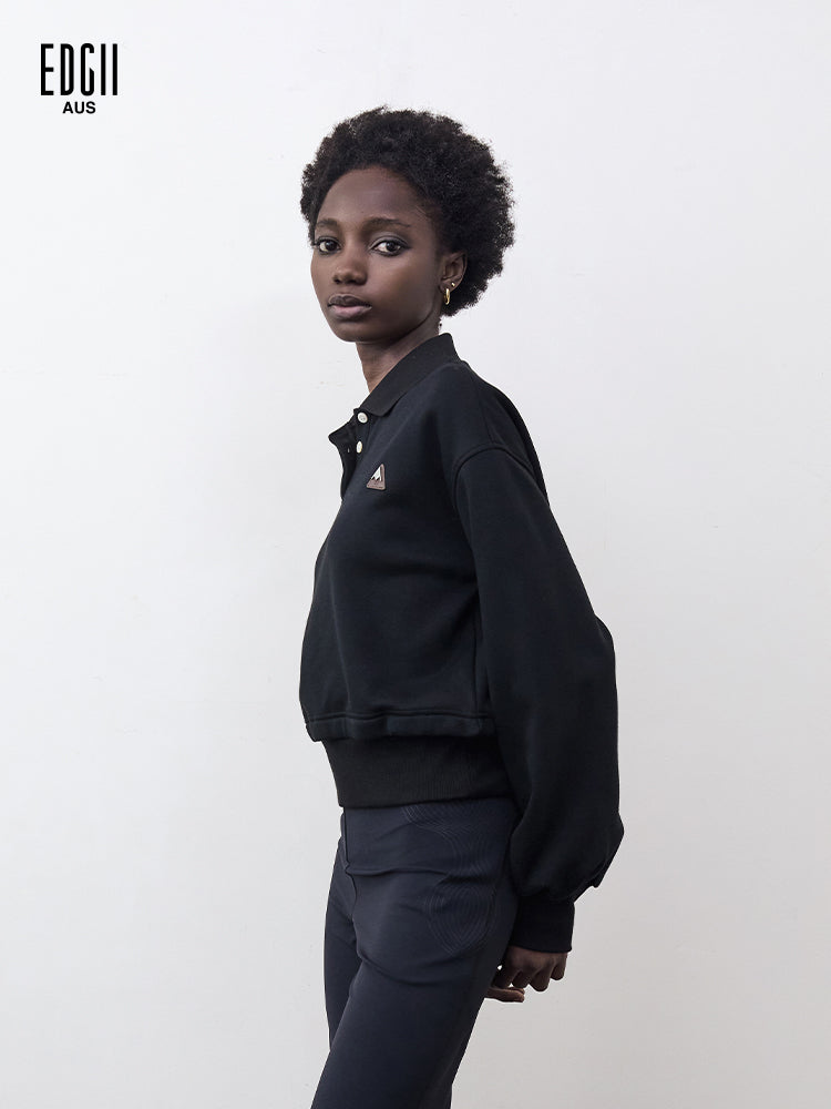 EDGII ED50AW16001 Polo neck waist-adjustable fleece hoodie