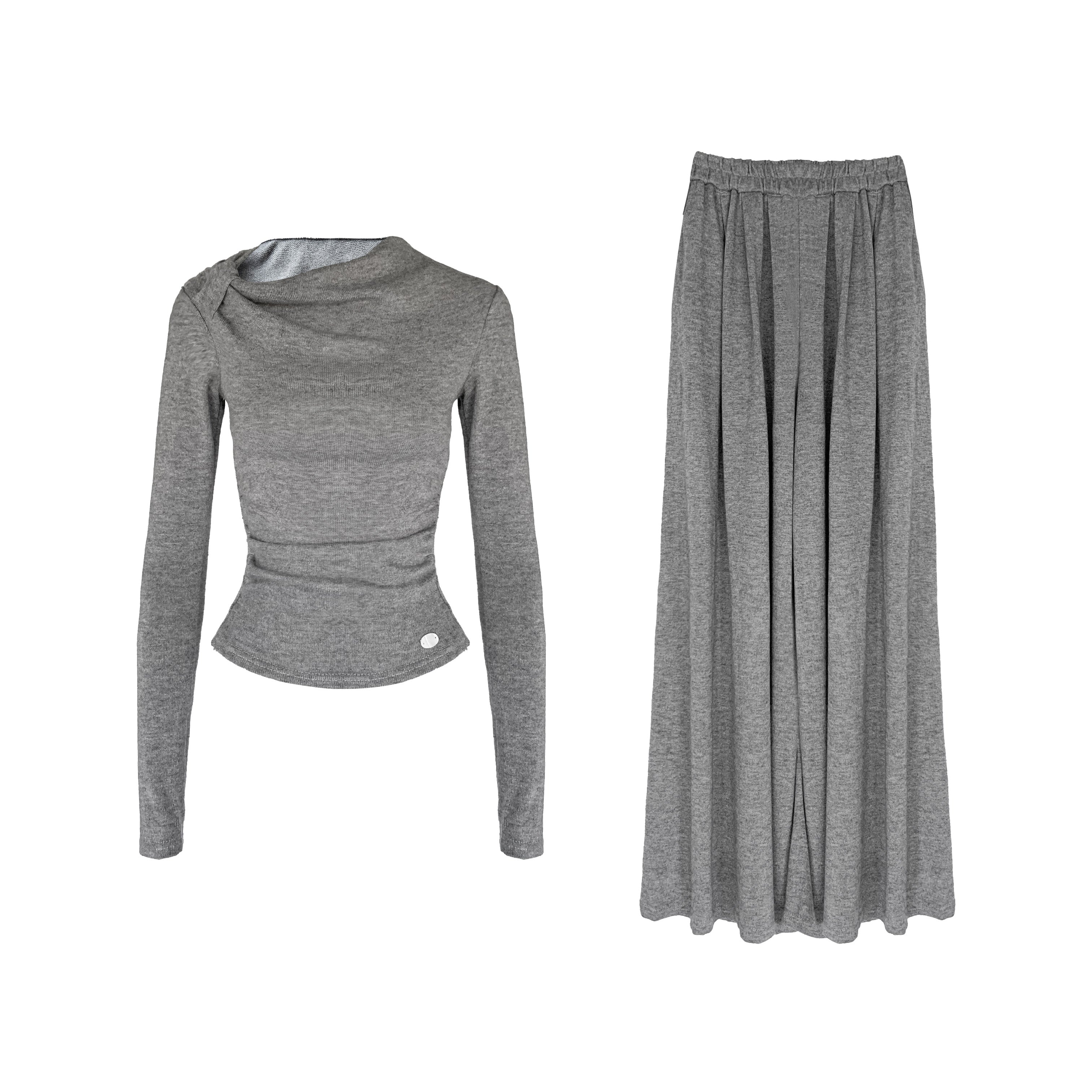 16DEWS 16D24268 Irregular pleated top + pants set