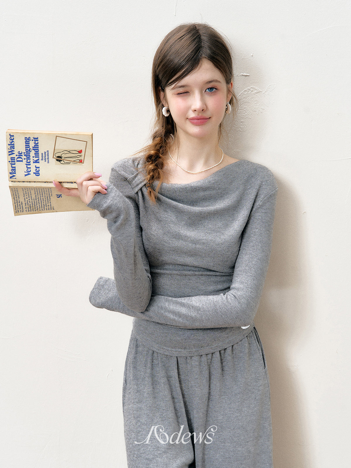 16DEWS 16D24268 Irregular pleated top + pants set