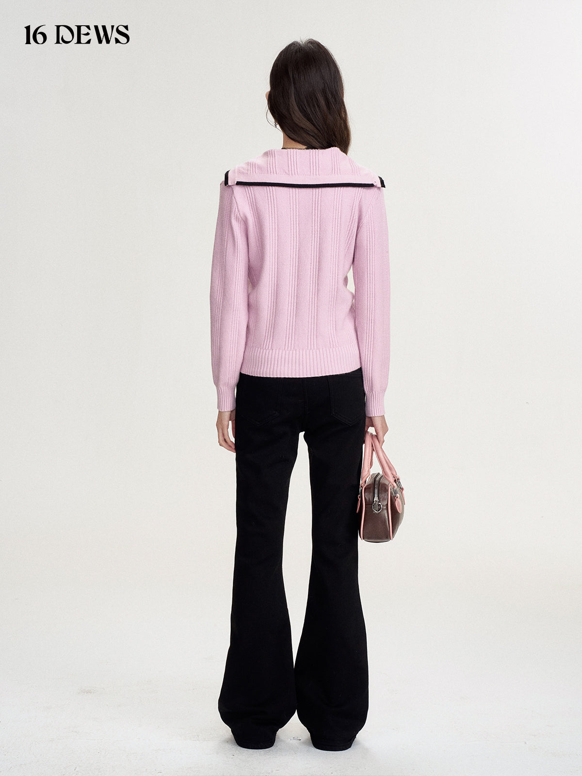16DEWS 16D24454 Contrasting navy collar cardigan
