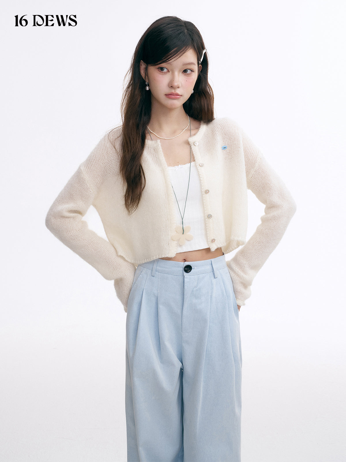 16DEWS 16D25003 Casual high waisted straight wide-leg pants