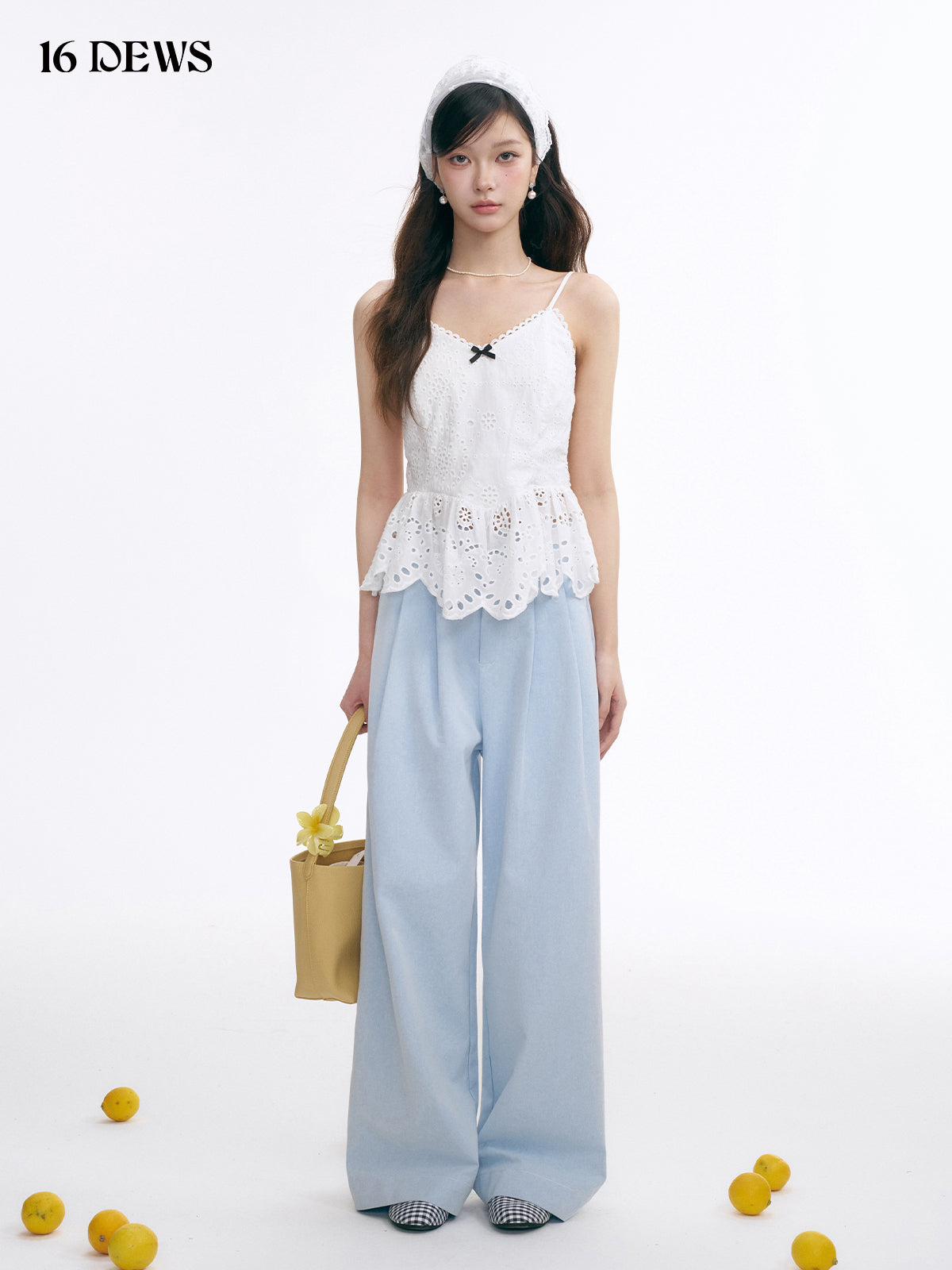 16DEWS 16D25003 Casual high waisted straight wide-leg pants