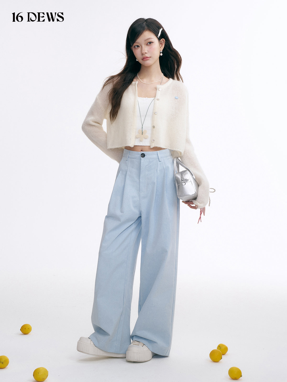 16DEWS 16D25003 Casual high waisted straight wide-leg pants