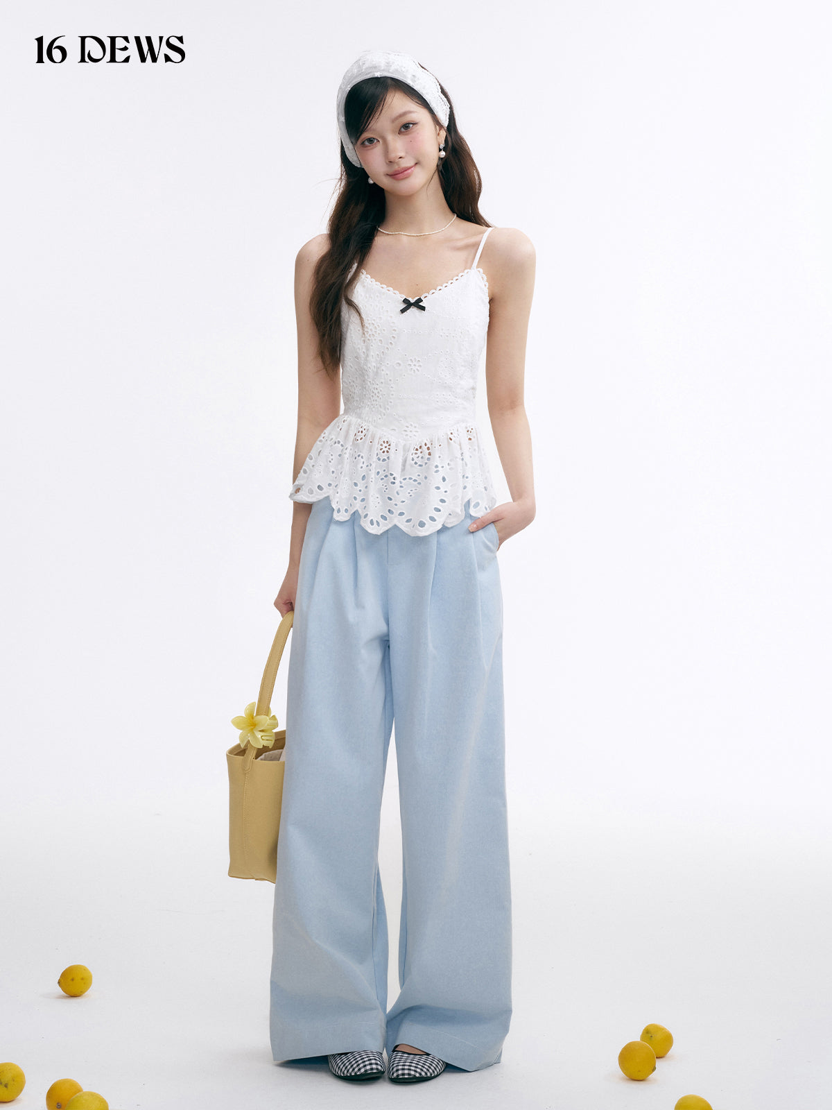 16DEWS 16D25003 Casual high waisted straight wide-leg pants
