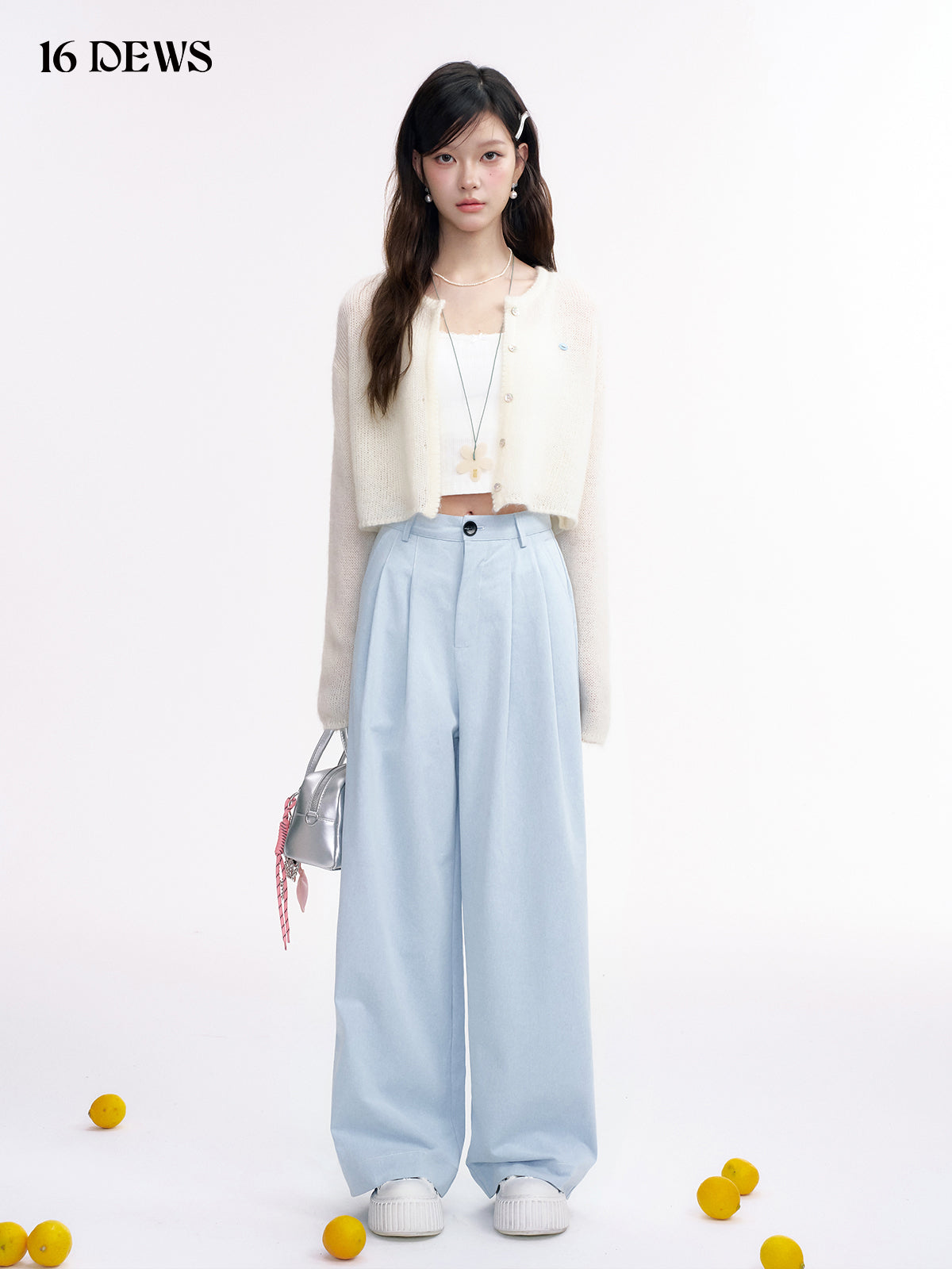 16DEWS 16D25003 Casual high waisted straight wide-leg pants