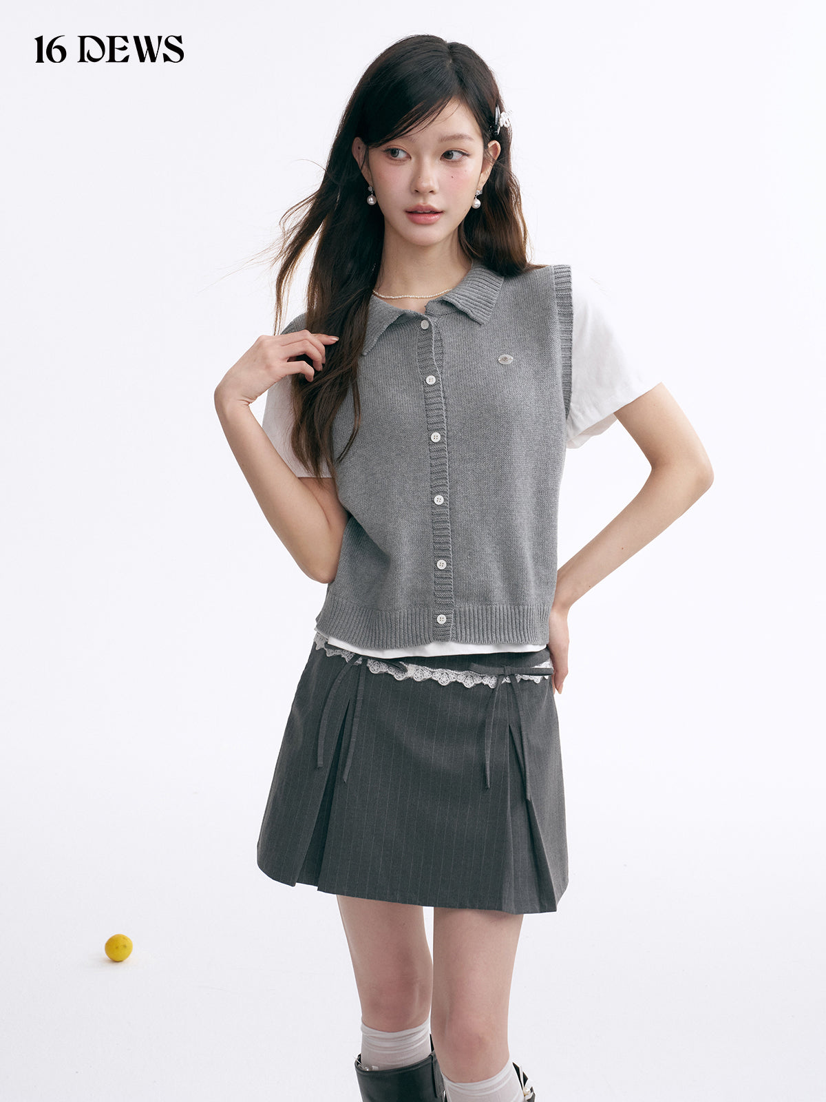 16DEWS 16D25006 Lace patchwork skirt