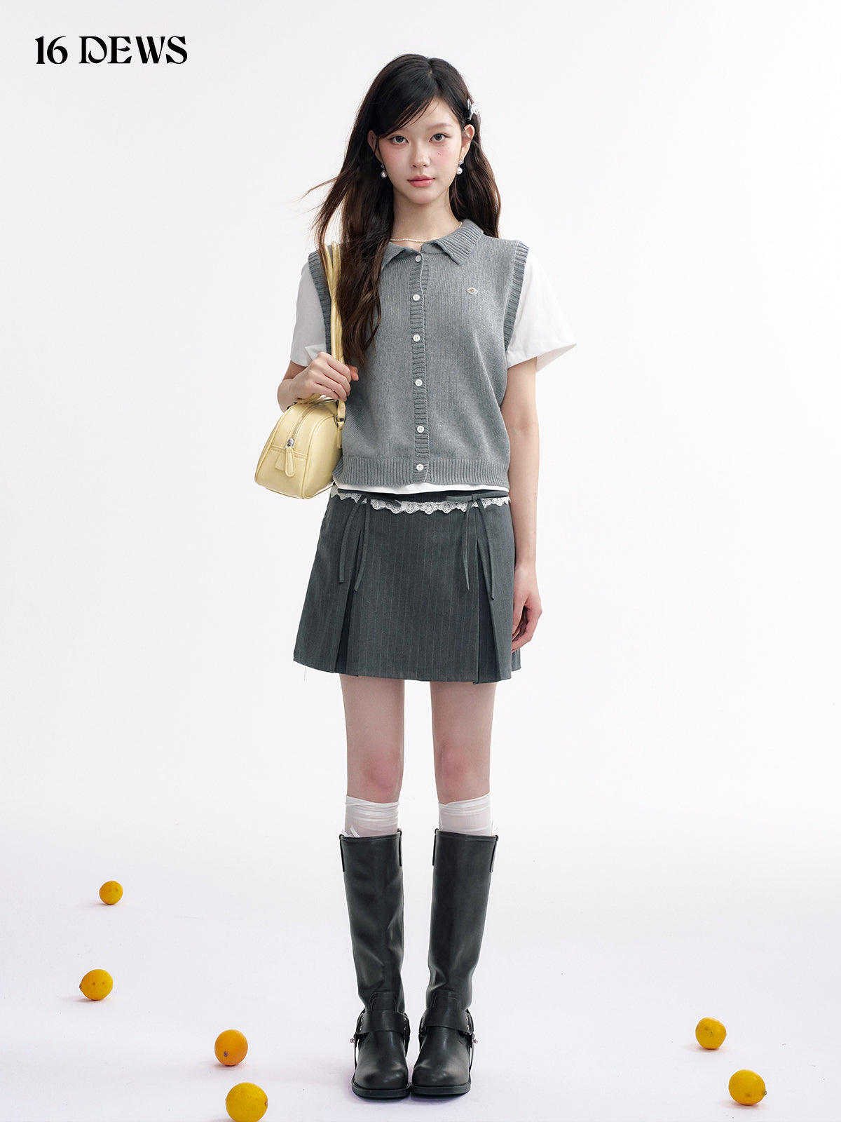 16DEWS 16D25006 Lace patchwork skirt