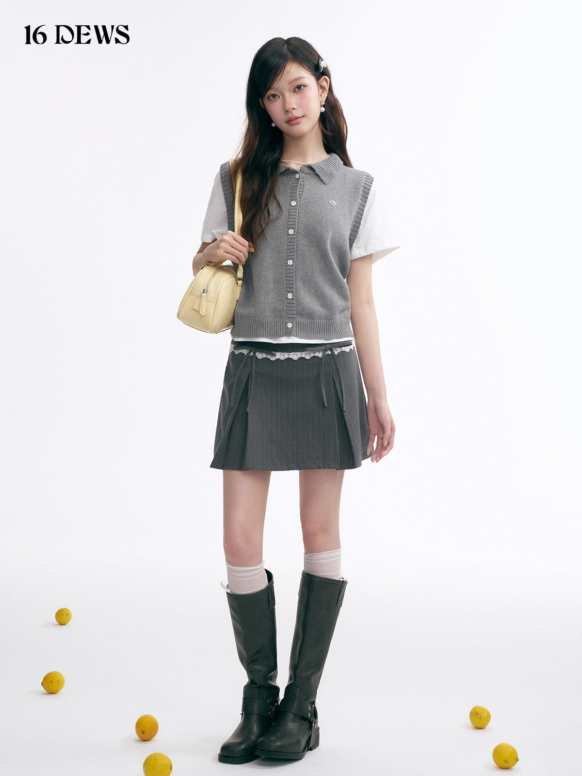 16DEWS 16D25006 Lace patchwork skirt