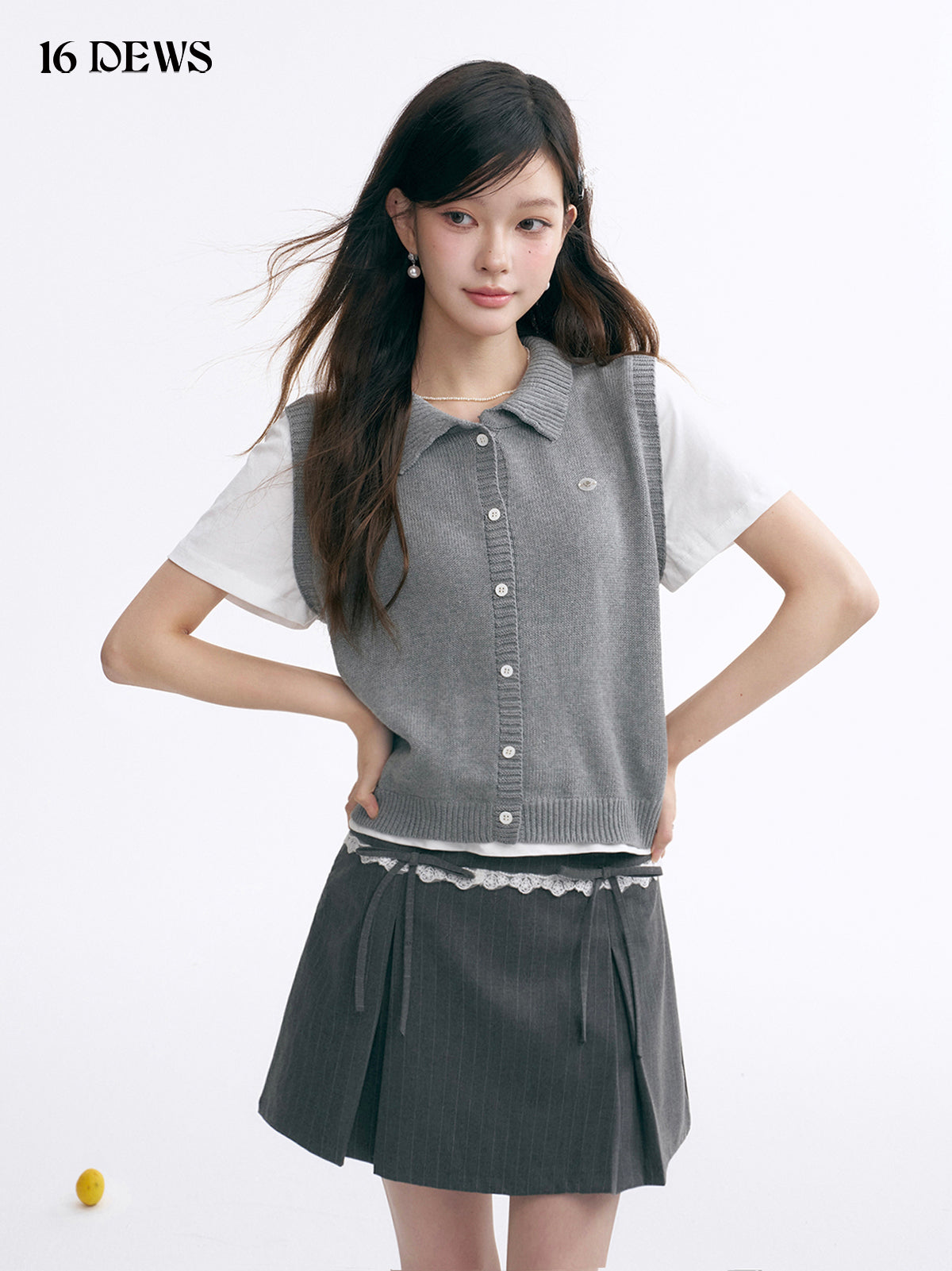 16DEWS 16D25006 Lace patchwork skirt