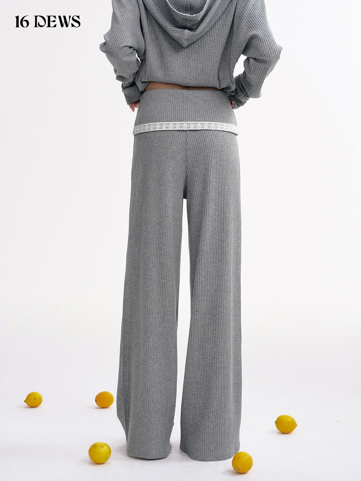 16DEWS 16D25012&16D25013 Loose hooded top + Knitted wide leg pants