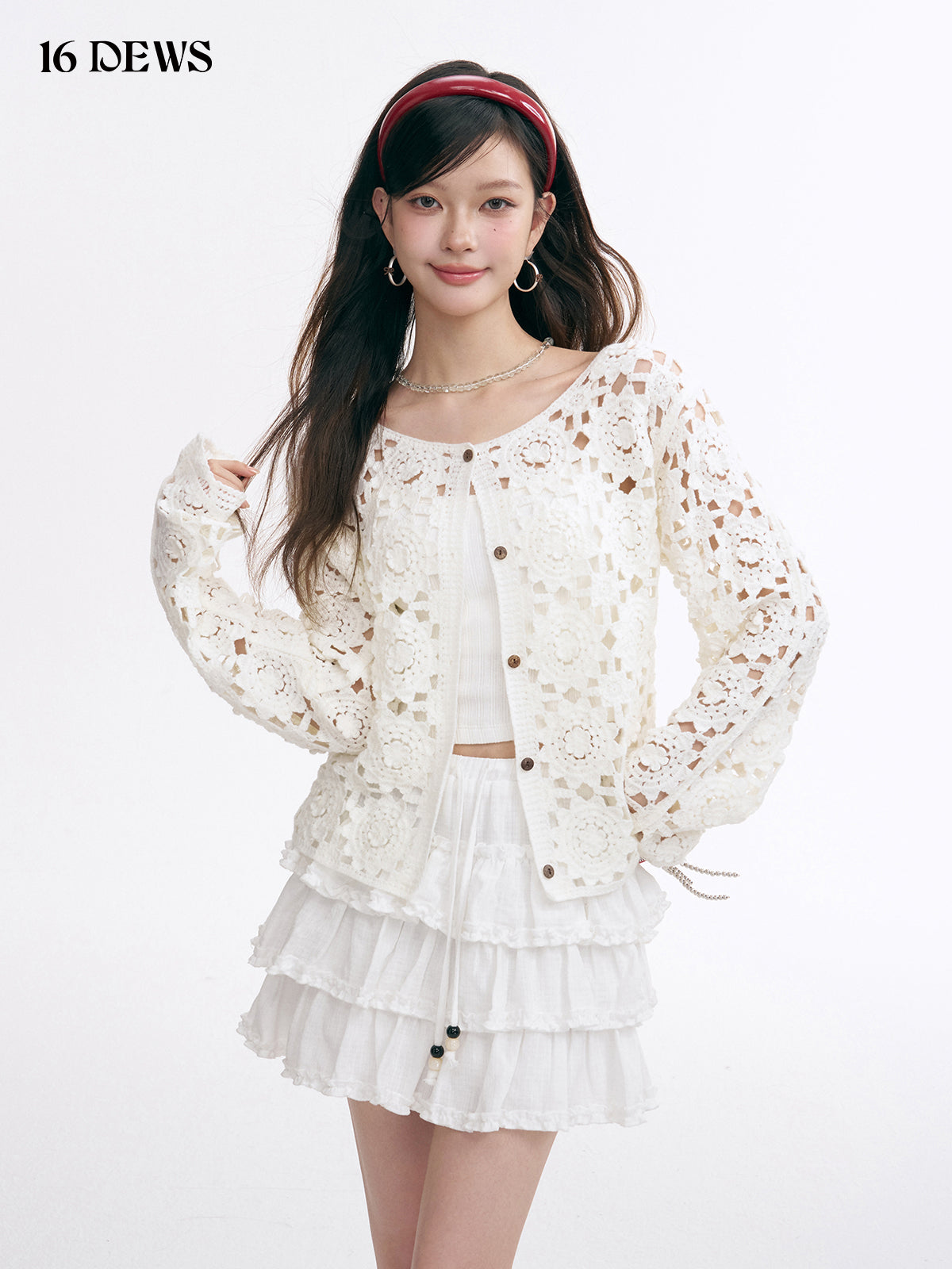16DEWS 16D25014 Lace tiered skirt