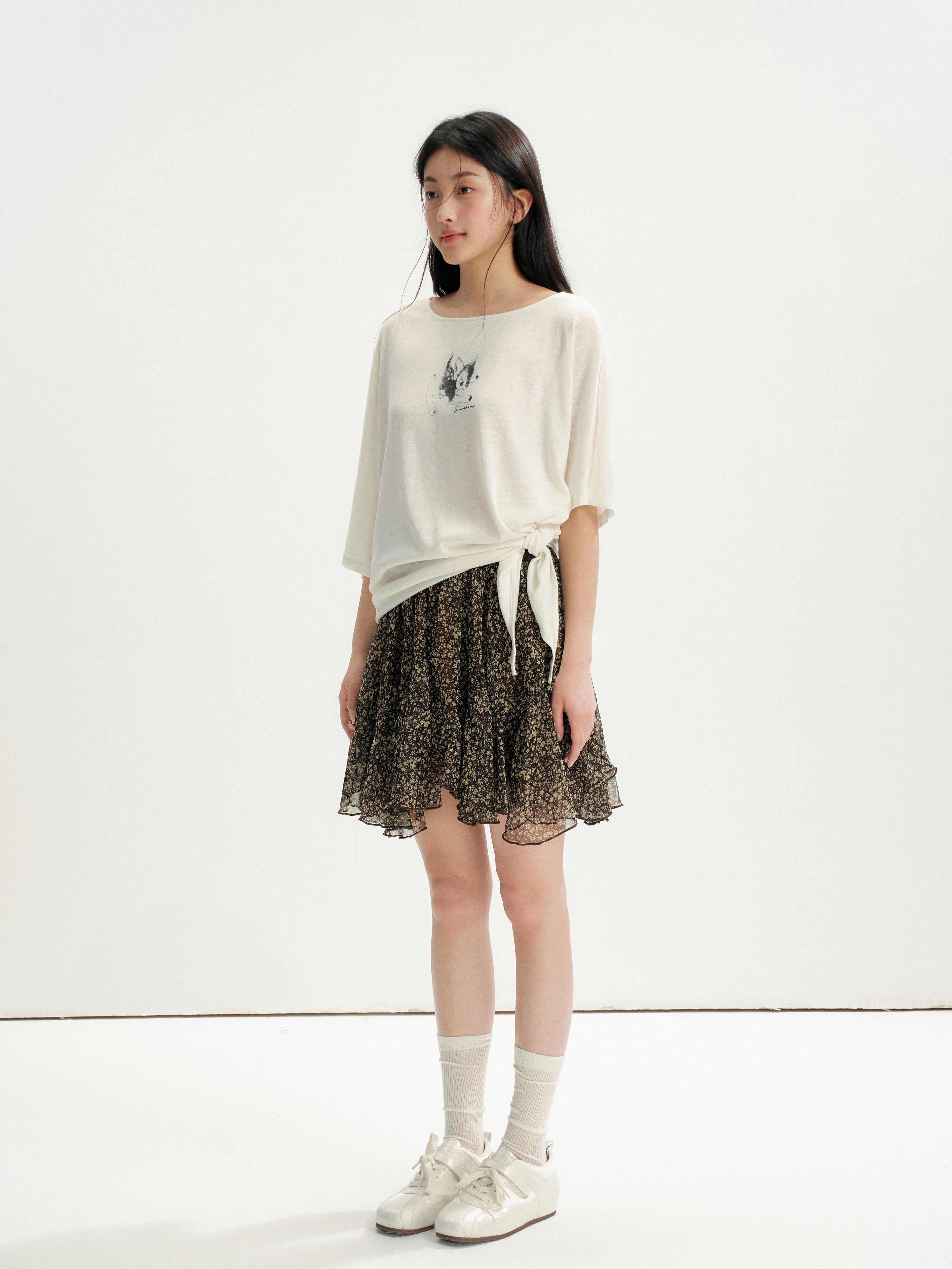 16DEWS 16D25078 Irregular Hem A-Line Ruffled Short Skirt