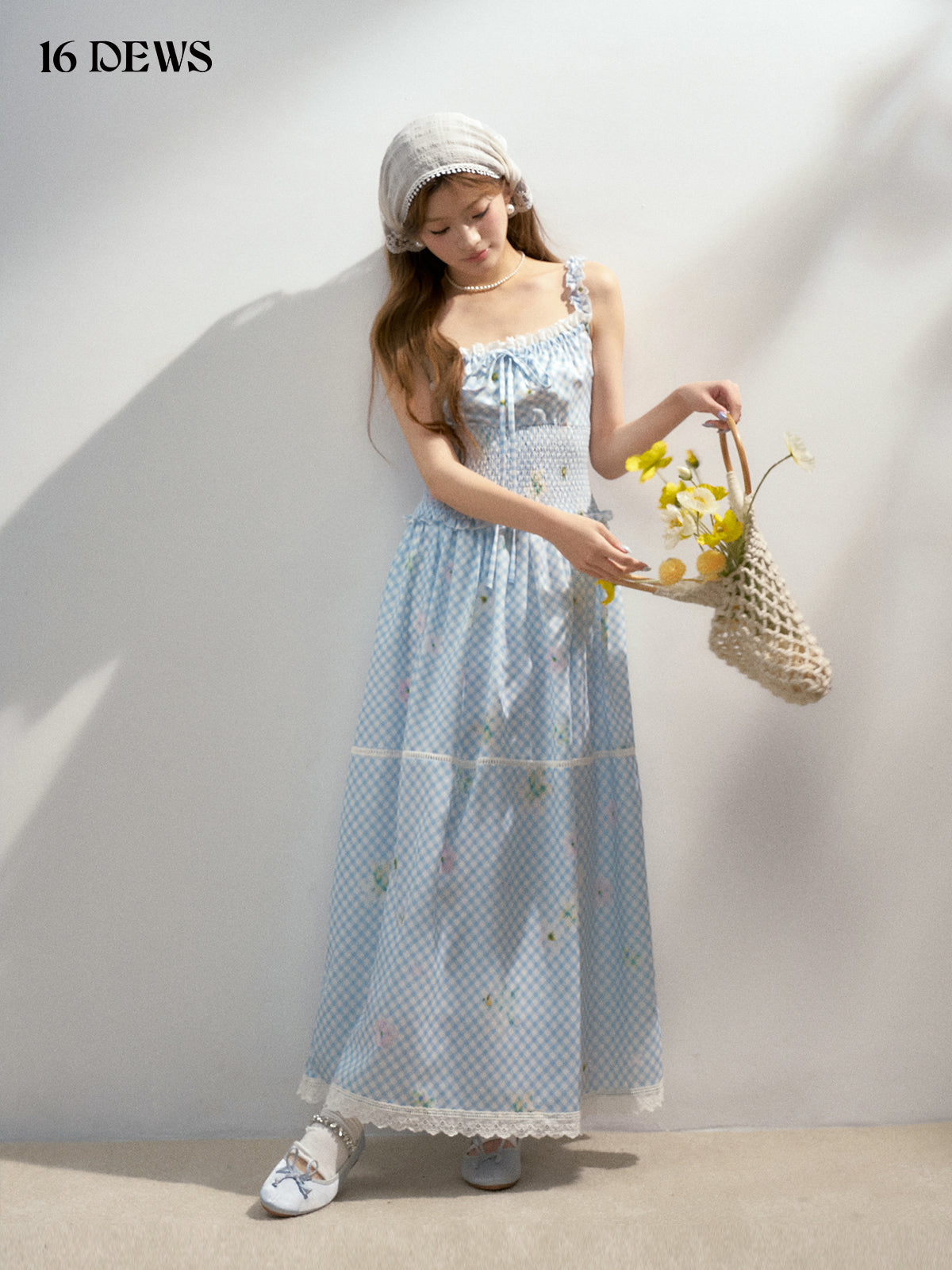 16DEWS 16D25152 Pleated camisole maxi dress