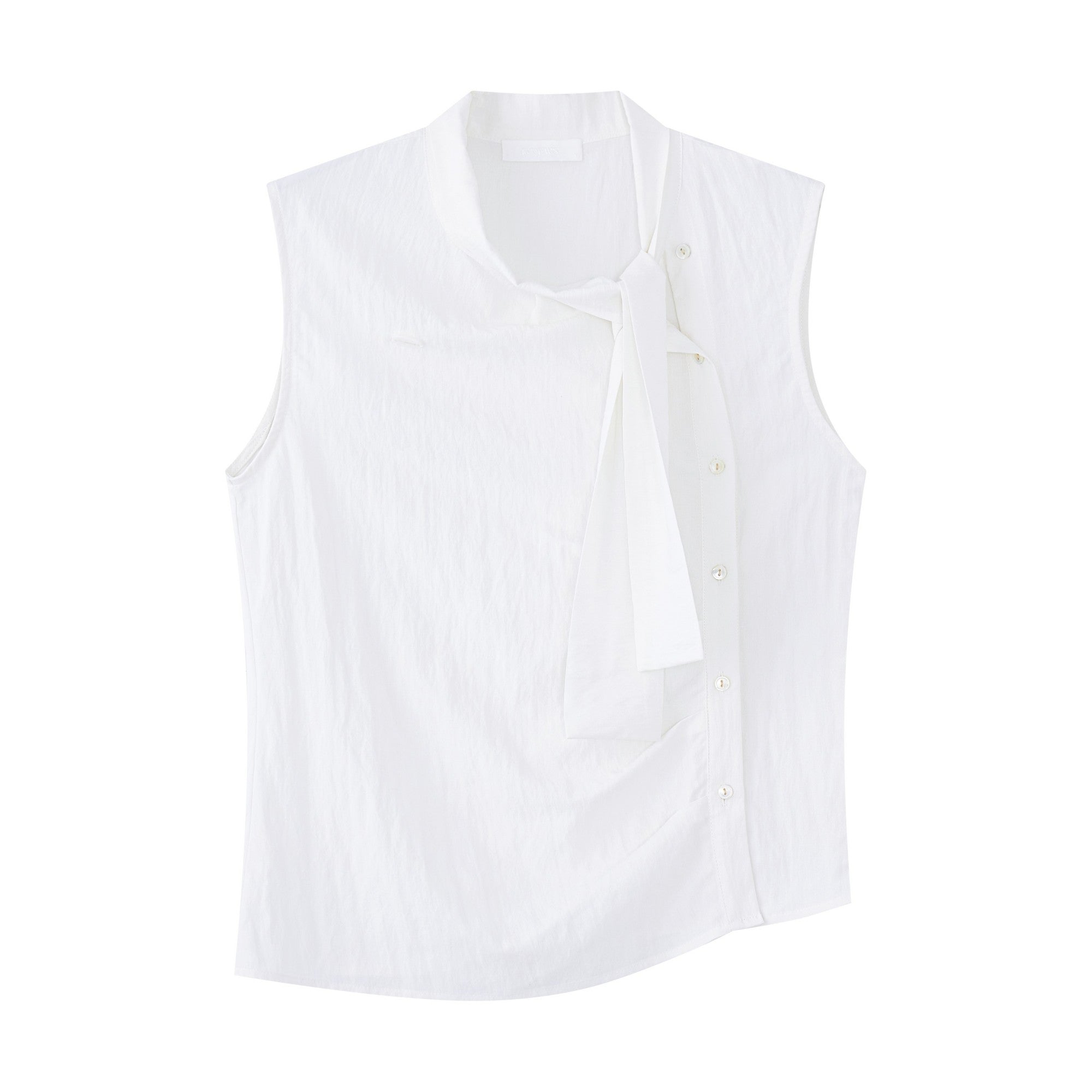 16DEWS 16D25157 Bow pleated sleeveless vest (2color)