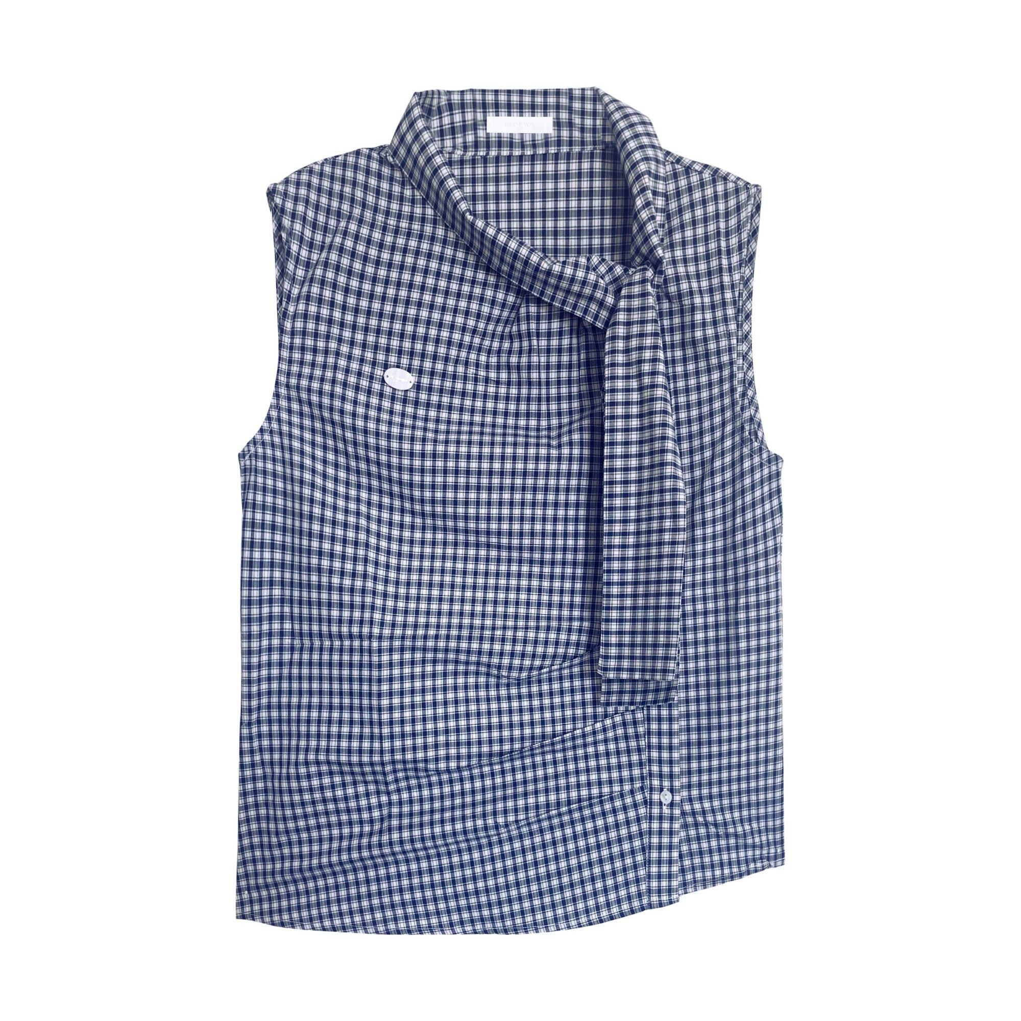 16DEWS 16D25157 Bow pleated sleeveless vest (2color)