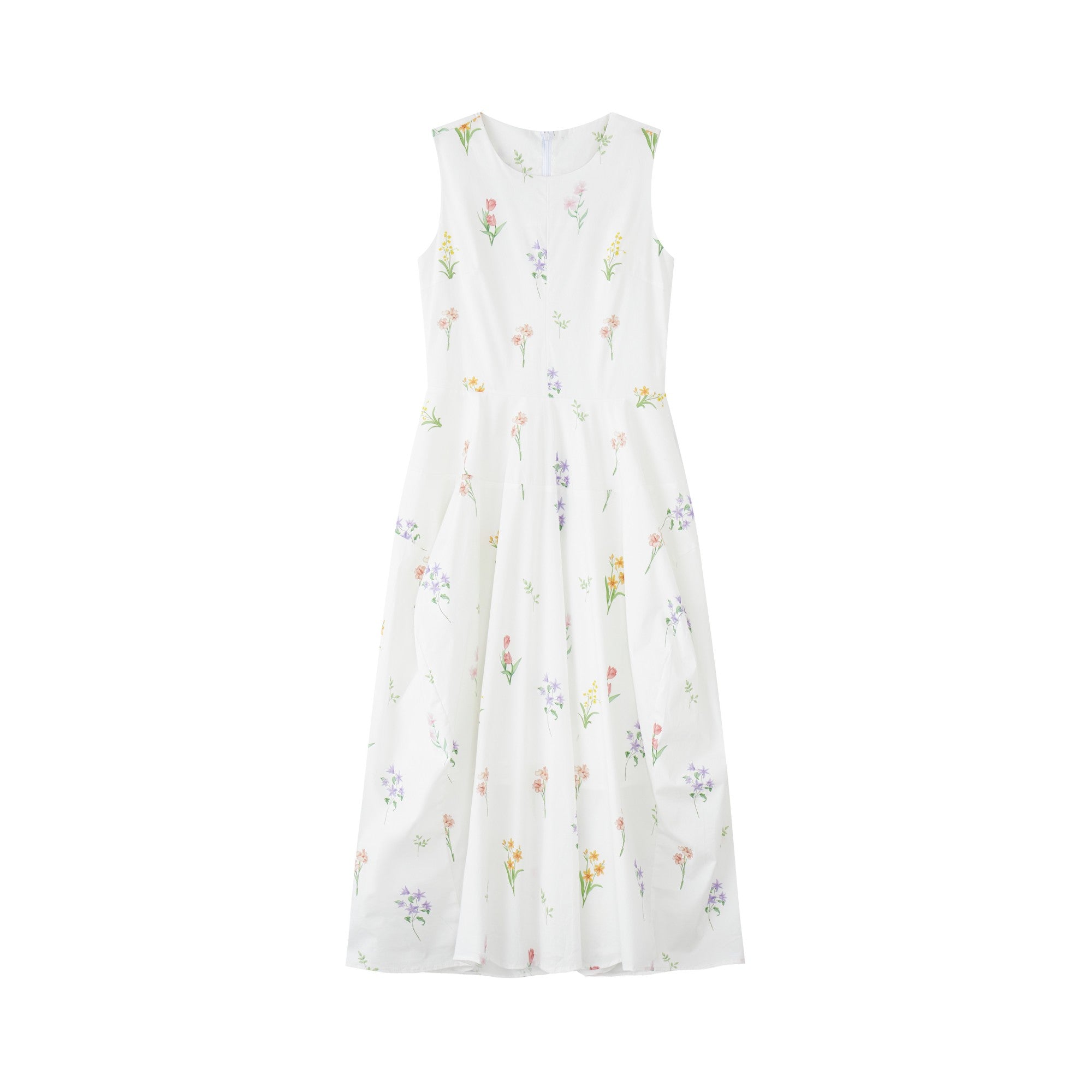 16DEWS 16D25186 Round neck vest flower bud dress