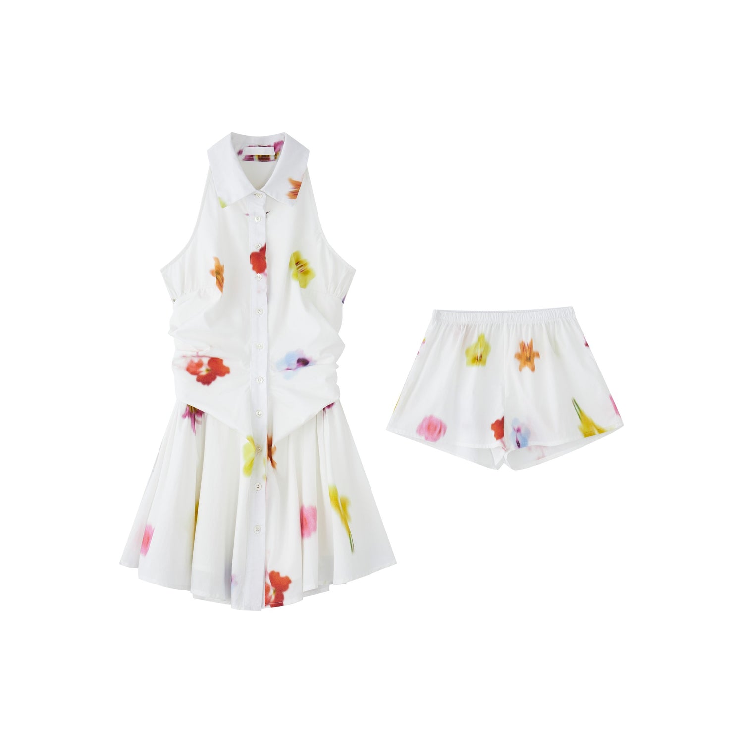 16DEWS 16D25187 Halter neck sleeveless waist cinching dress