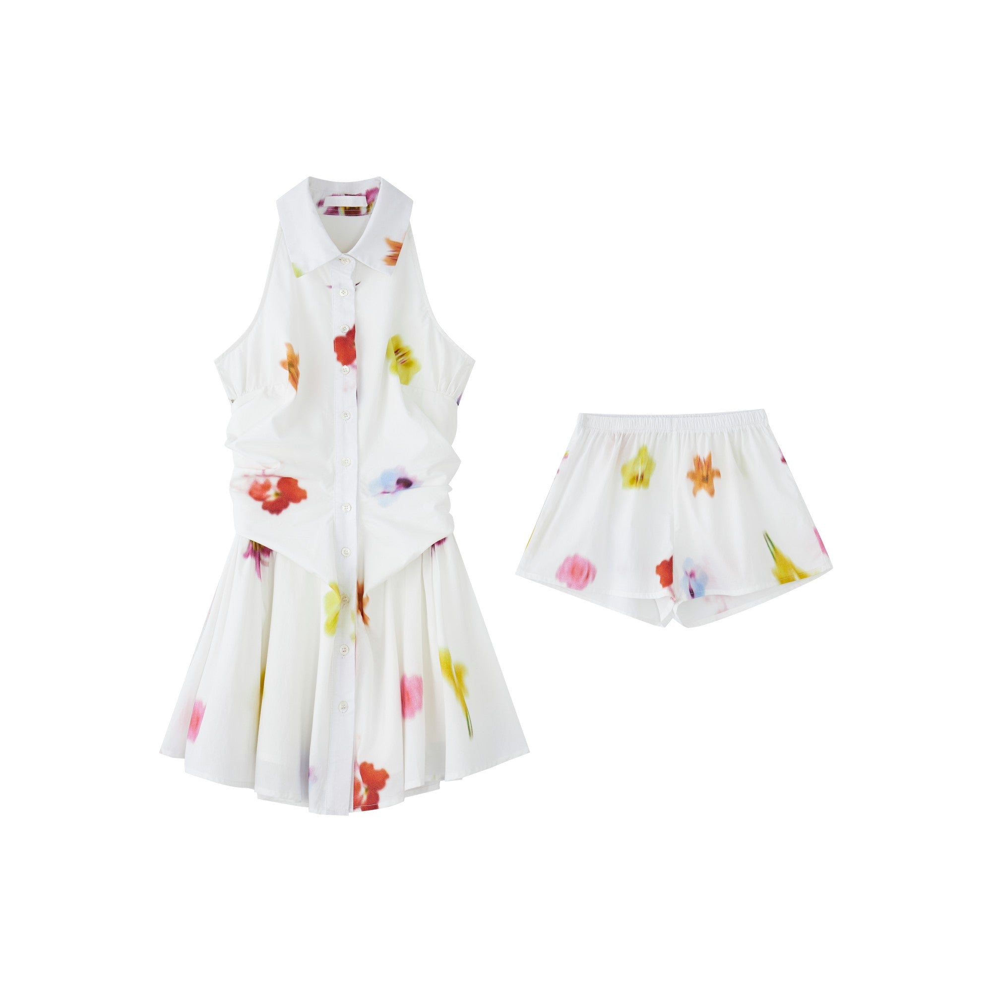16DEWS 16D25187 Halter neck sleeveless waist cinching dress