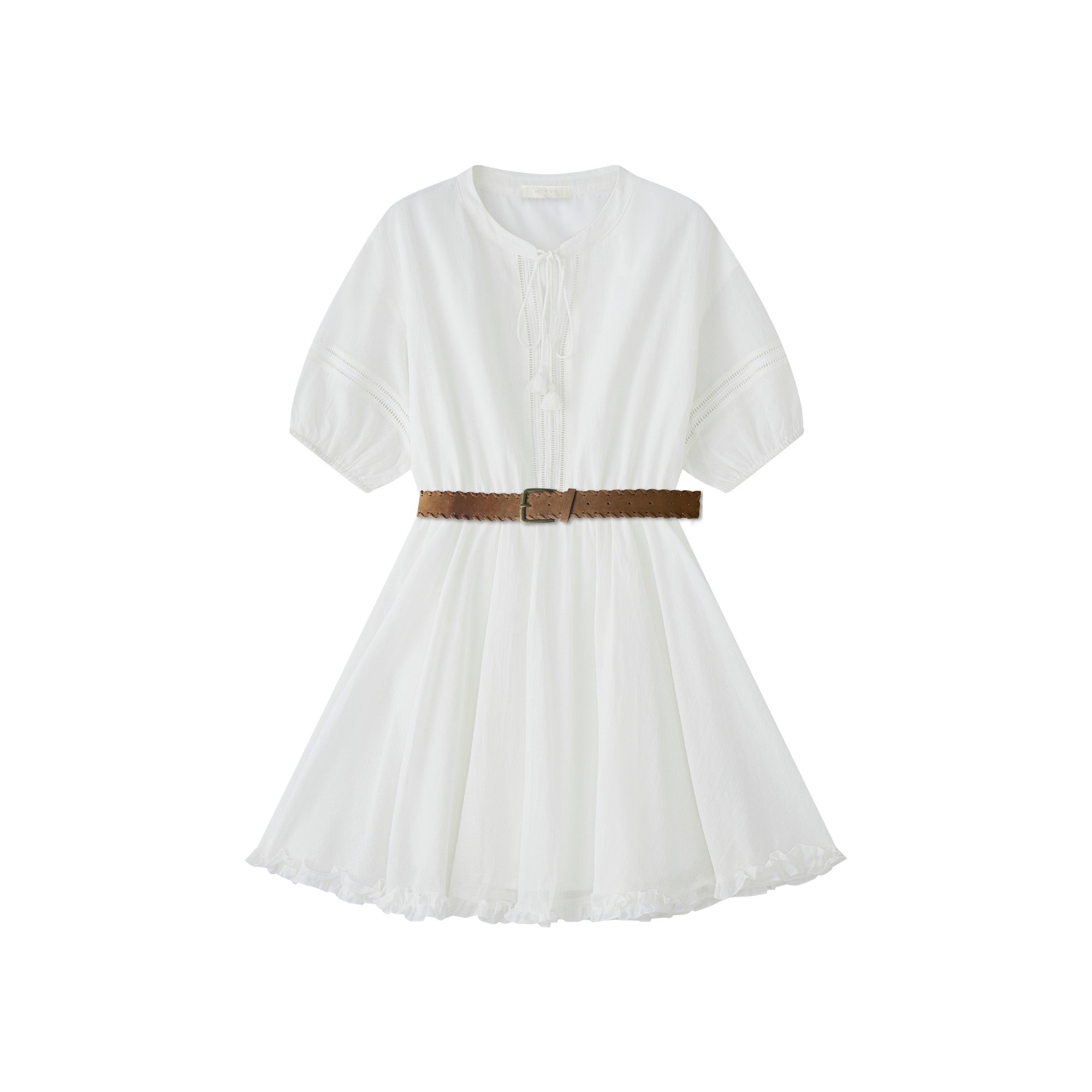 16DEWS 16D25188 Summer vacation style waist cinched V-neck dress