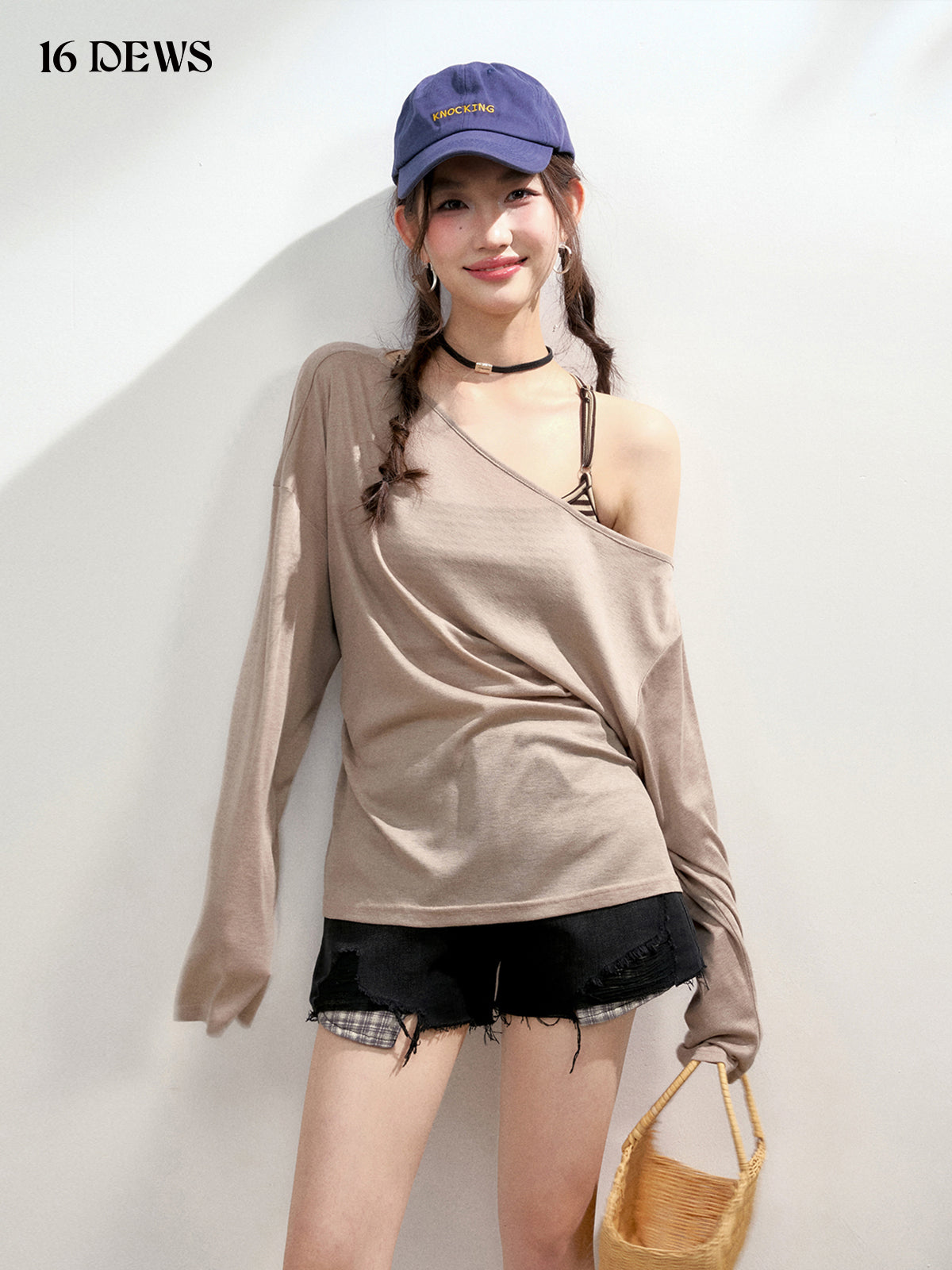 16DEWS 16D25198 Loose long sleeved top (2color)