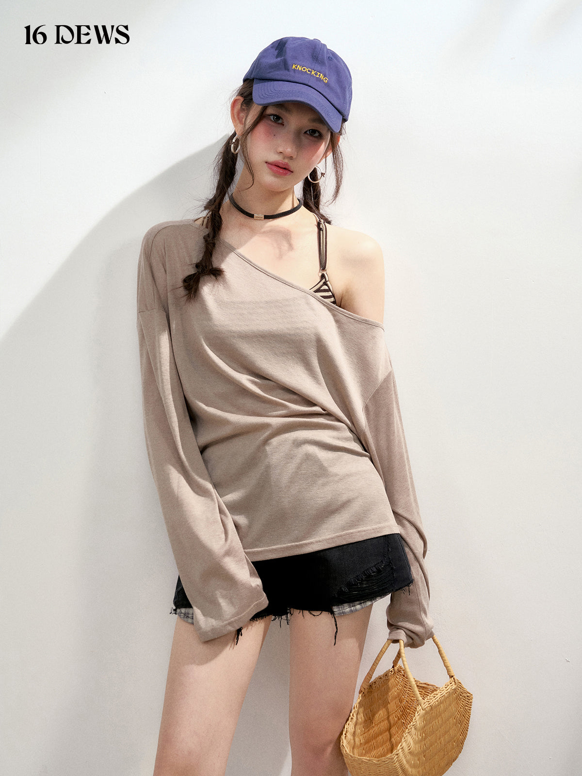 16DEWS 16D25198 Loose long sleeved top (2color)