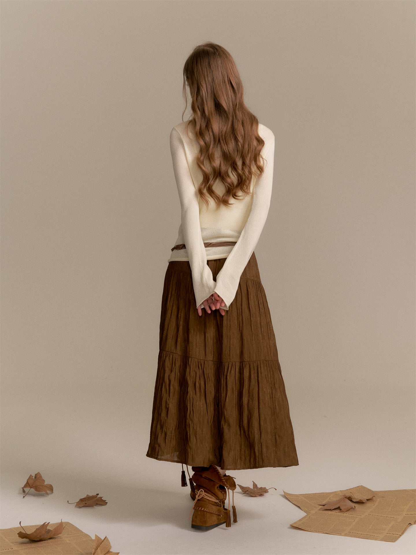 16DEWS 16D25286 V-neck long-sleeved knitted sweater