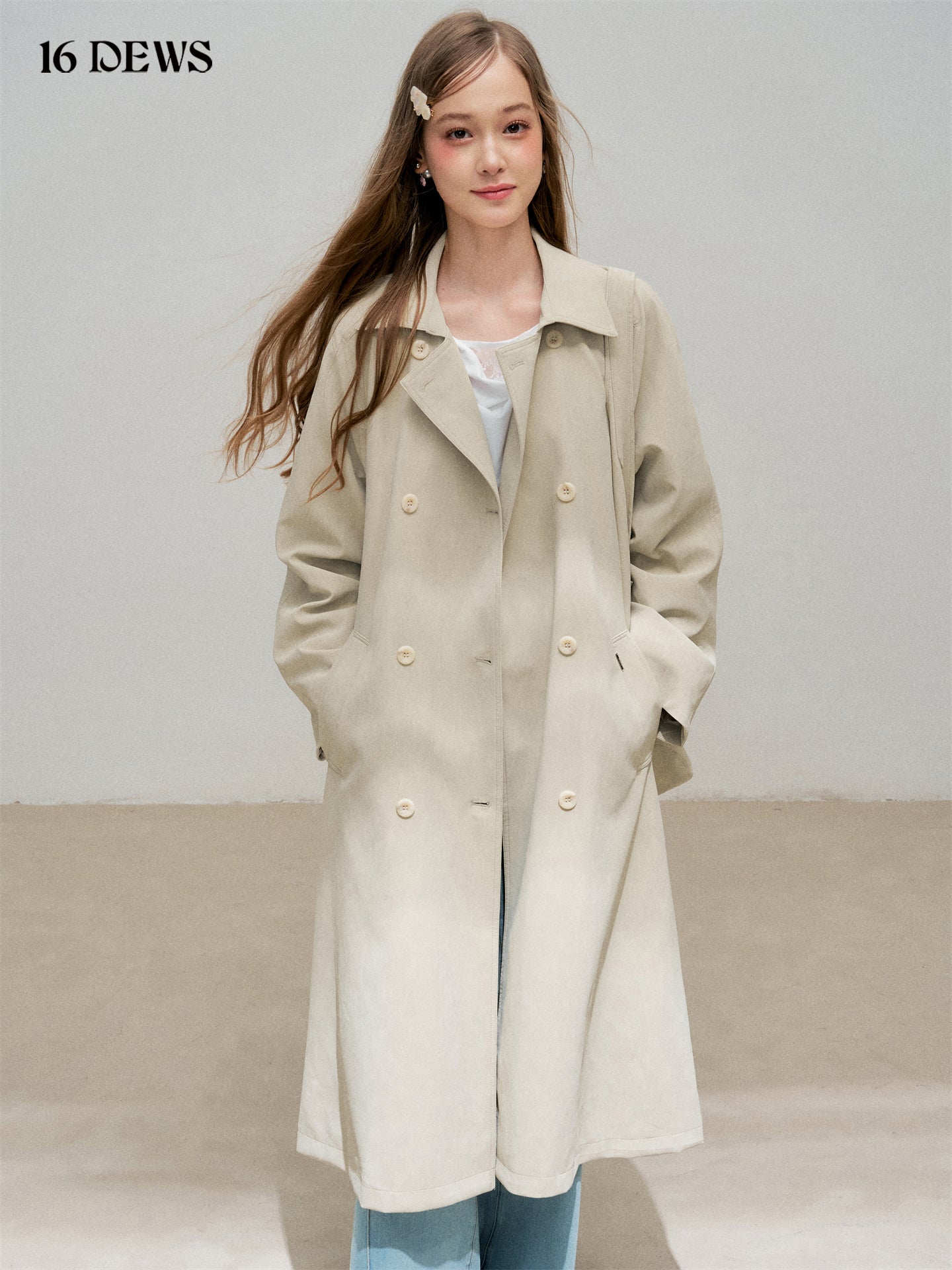 16DEWS 16D25292 Medium length silhouette windbreaker jacket (with shoulder bag)