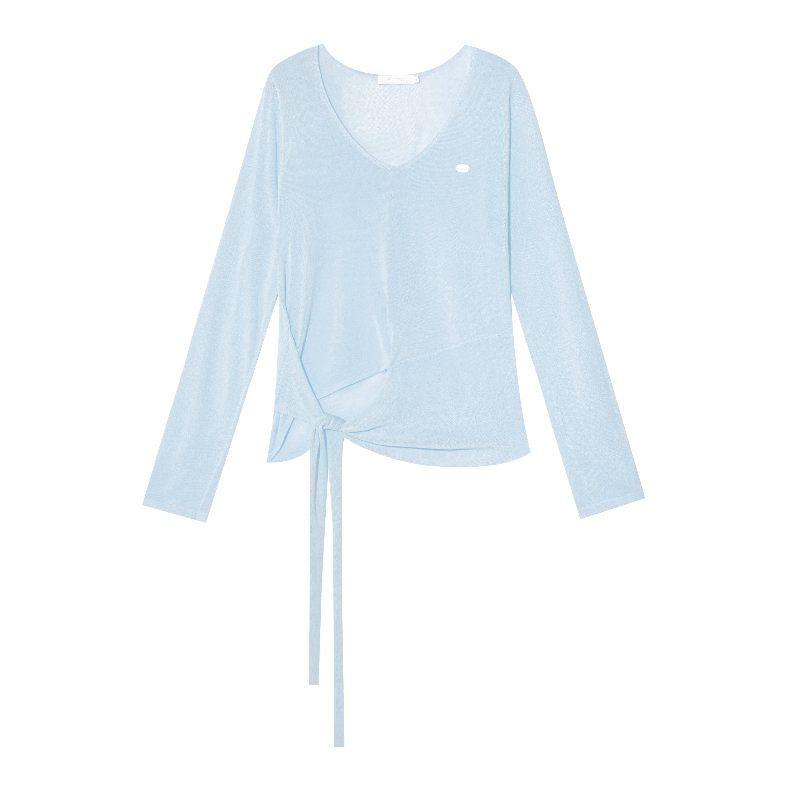 16DEWS 16D25327 Strap design long sleeved V-neck knitted top
